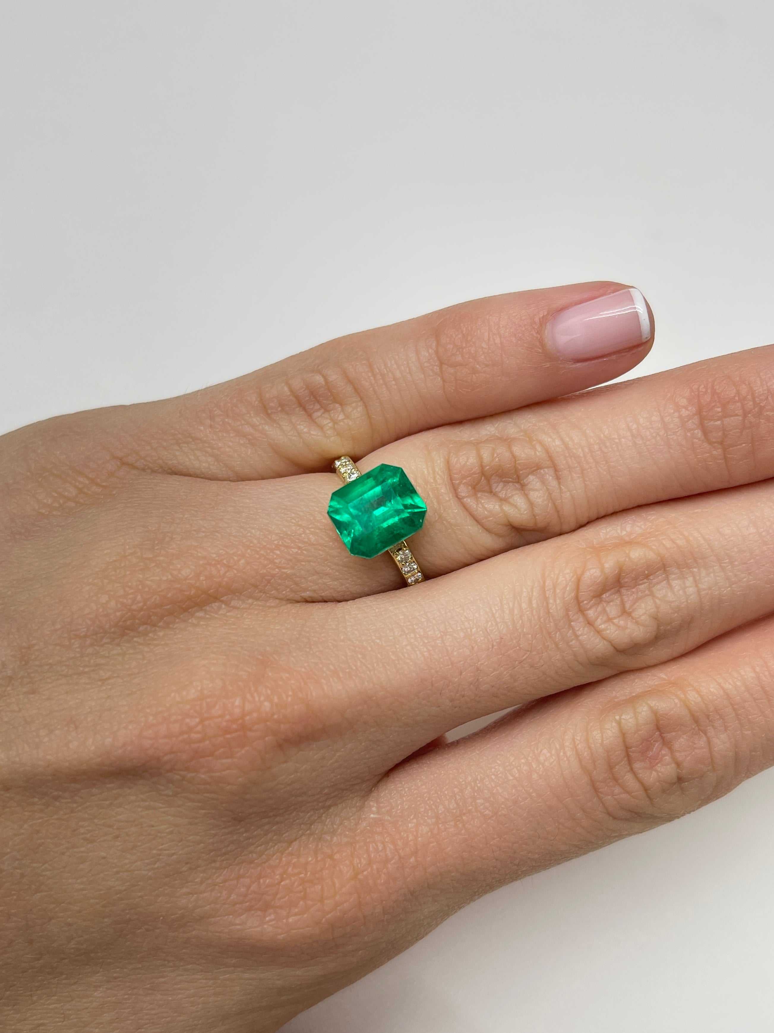 4.12 Carat AAA Vivid Muzo Natural Loose Colombian Emerald-Emerald Cut - JR Colombian Emeralds