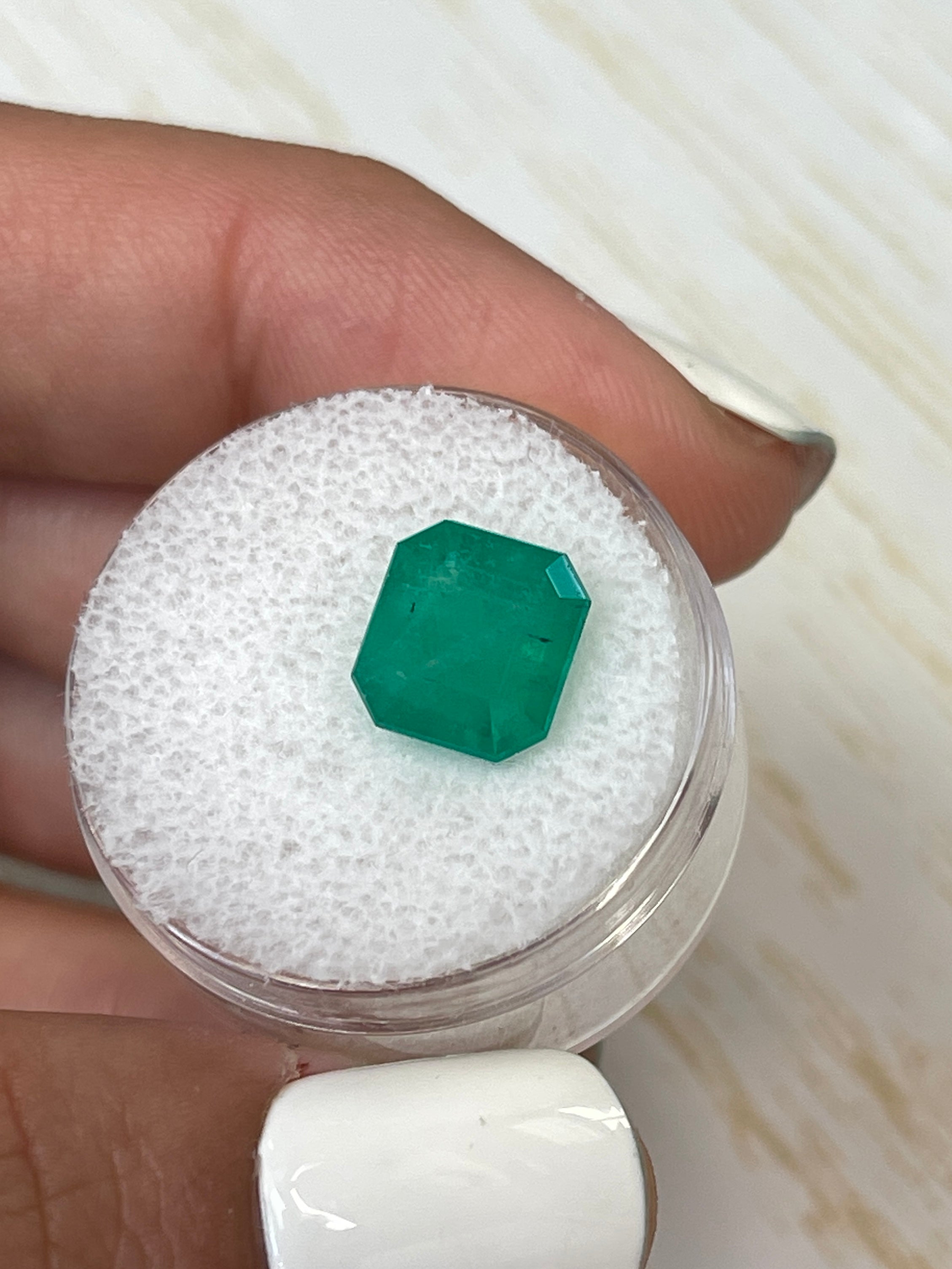 Forest green Colombian emerald Asscher cut, 4.34 carats, 9.5x9mm, from JR Colombian Emeralds.