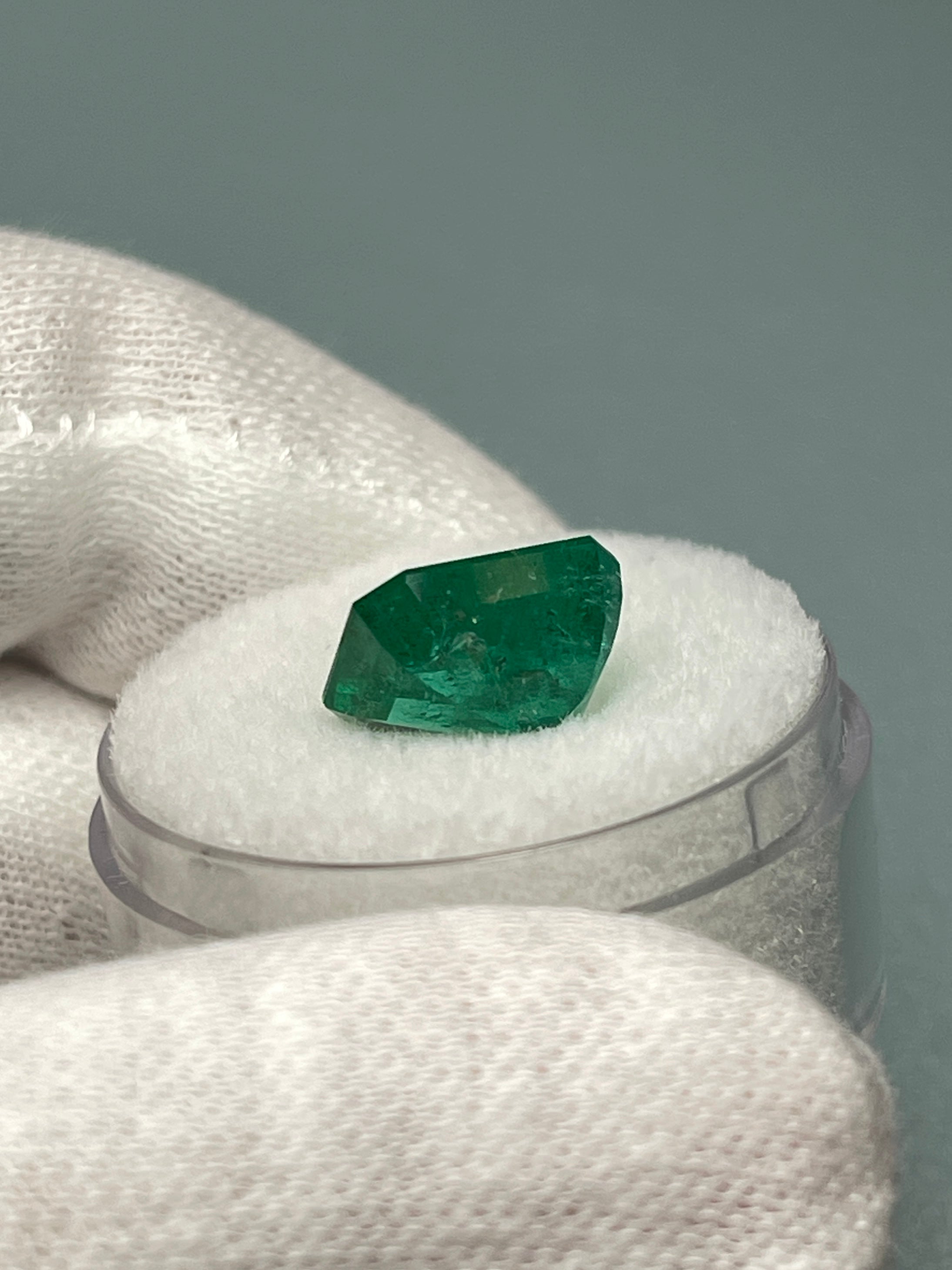 4.36 Carat 11x9 Deep Green Natural Loose Zambian- Emerald Cut - JR Colombian Emeralds