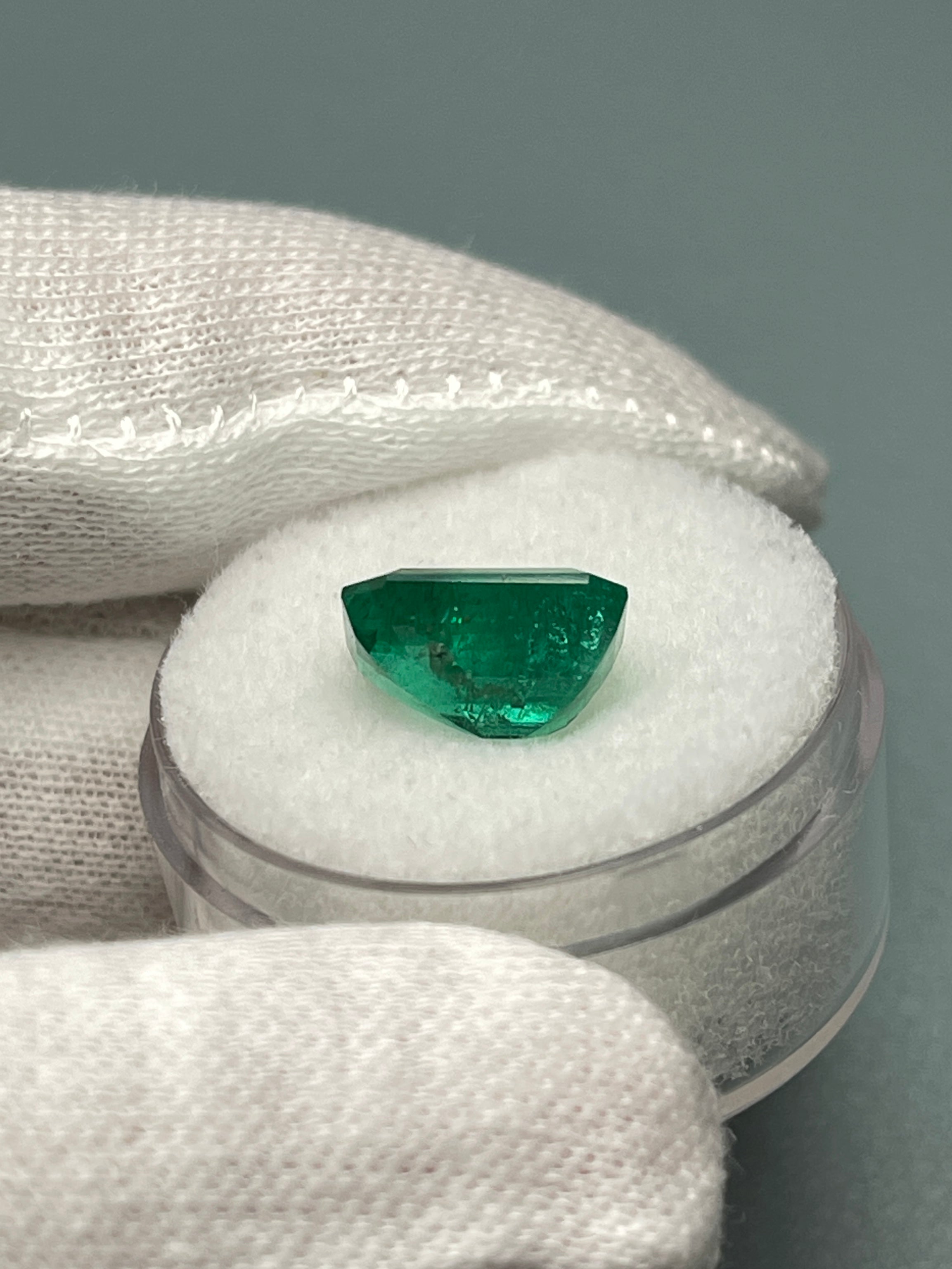 4.36 Carat 11x9 Deep Green Natural Loose Zambian- Emerald Cut - JR Colombian Emeralds