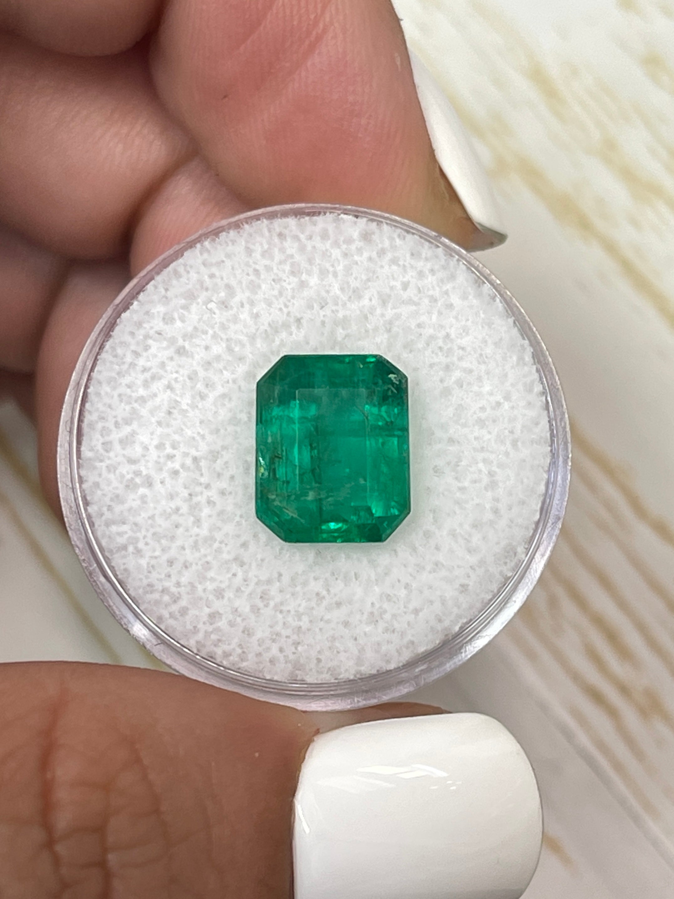 Natural 4.81 carat medium green Zambian emerald cut loose gemstone by JR Colombian Emeralds.