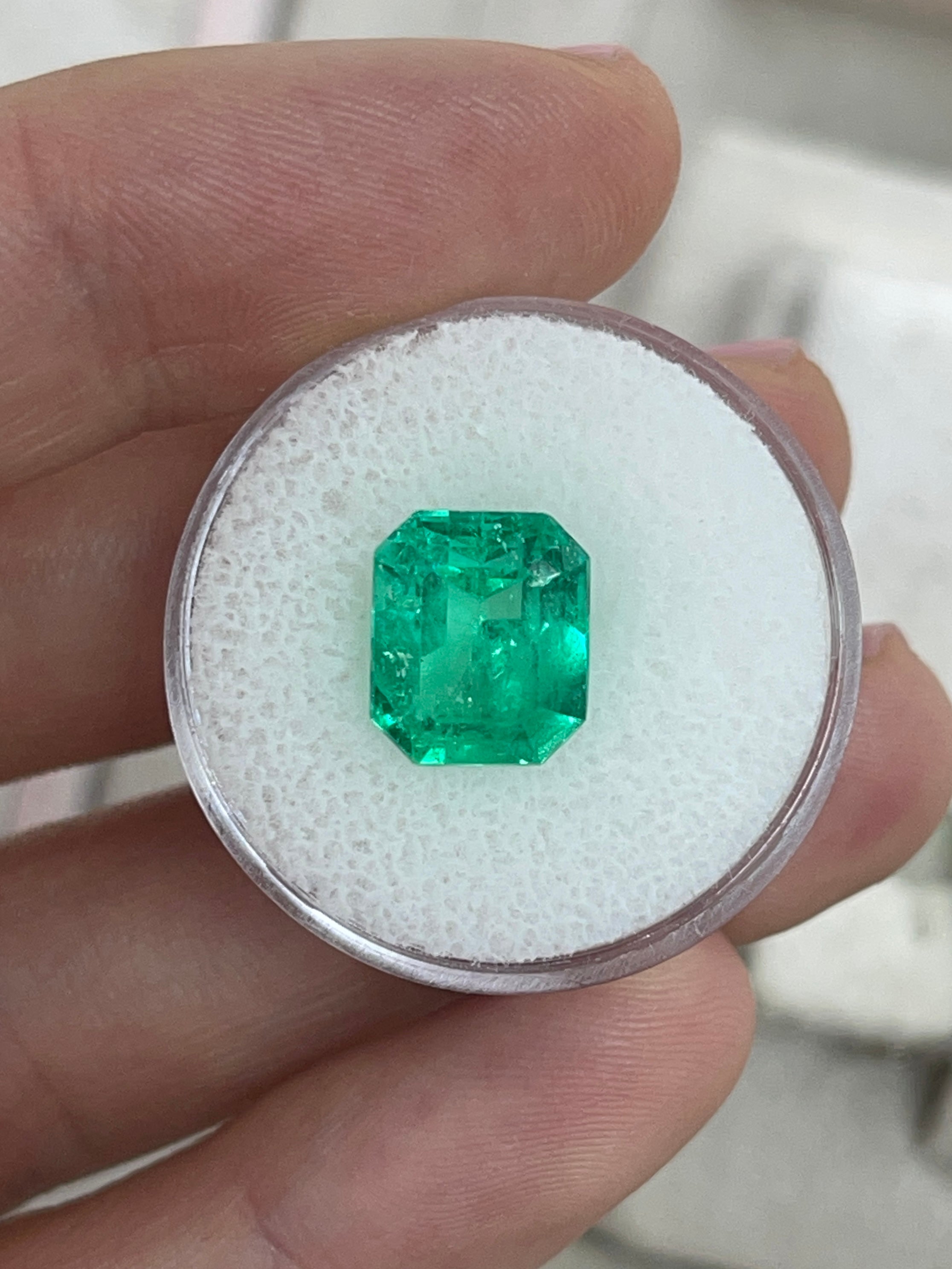 4.82 carat natural Colombian emerald, 11x9mm emerald cut, rich green color, loose gemstone from JR Colombian Emeralds.