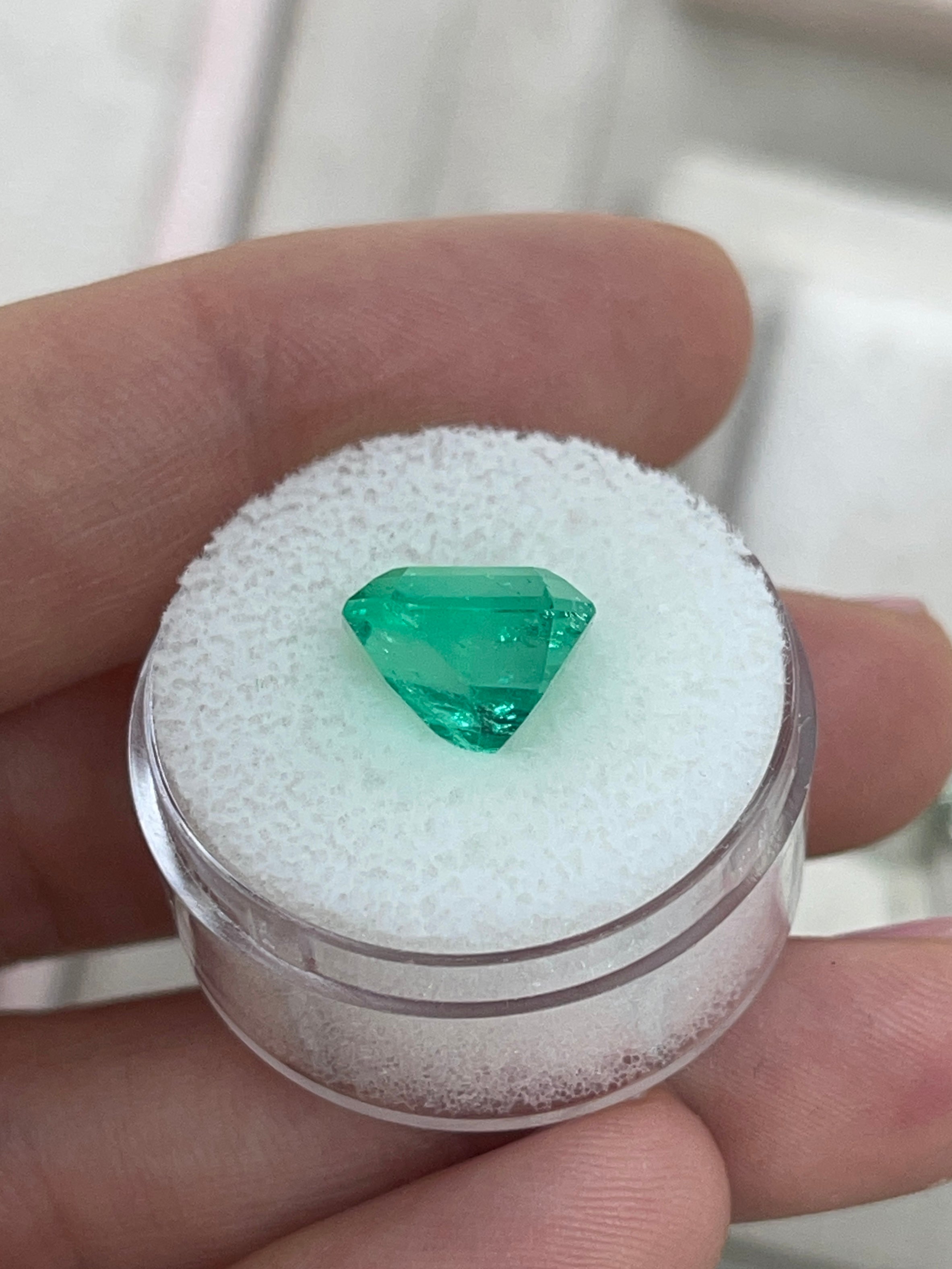 4.82 carat natural Colombian emerald loose gemstone, 11x9mm emerald cut, rich green color, by JR Colombian Emeralds