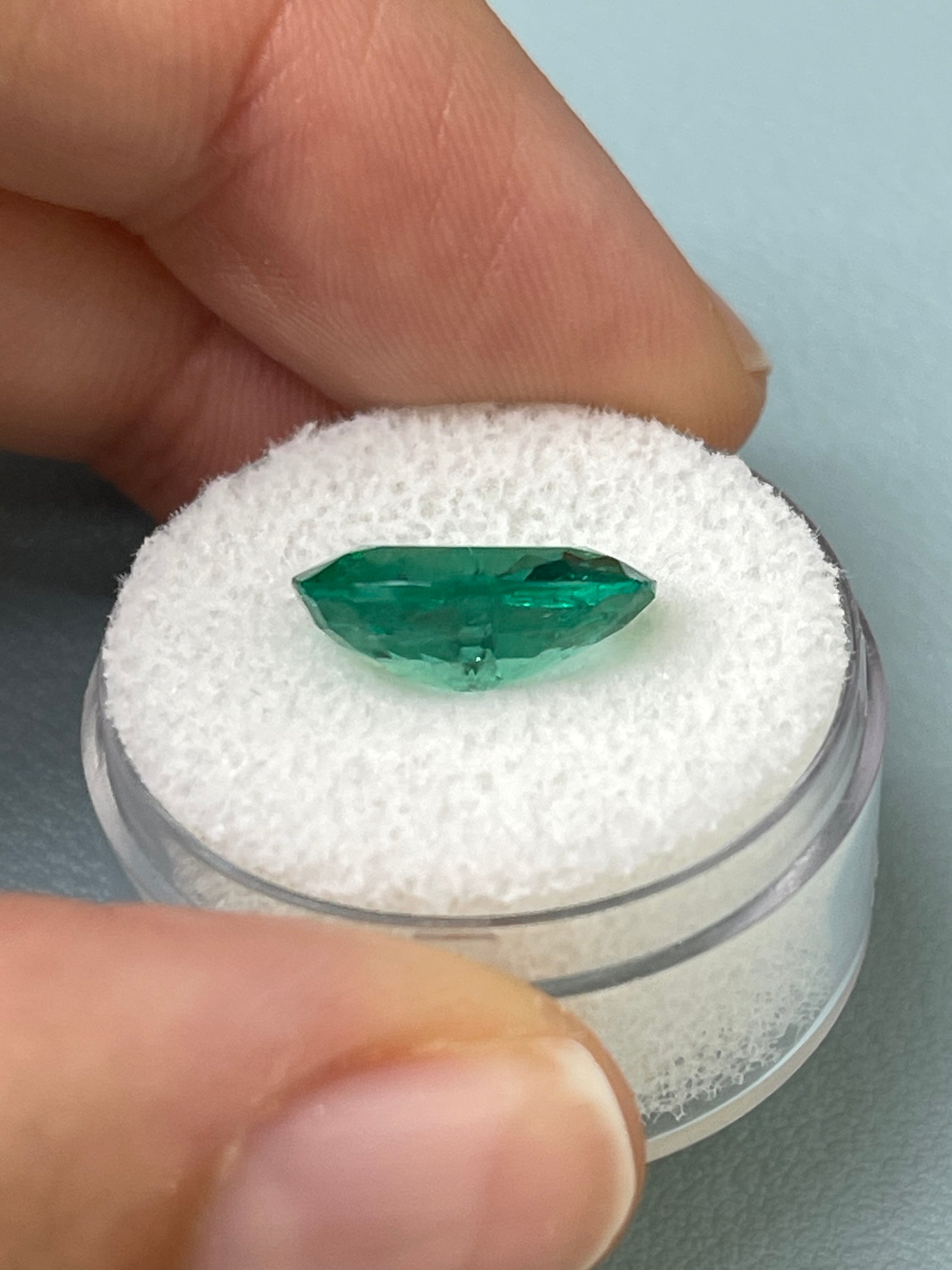 Natural 5.09 carat Zambian emerald loose stone featuring hybrid cushion and oval cut, from JR Colombian Emeralds.