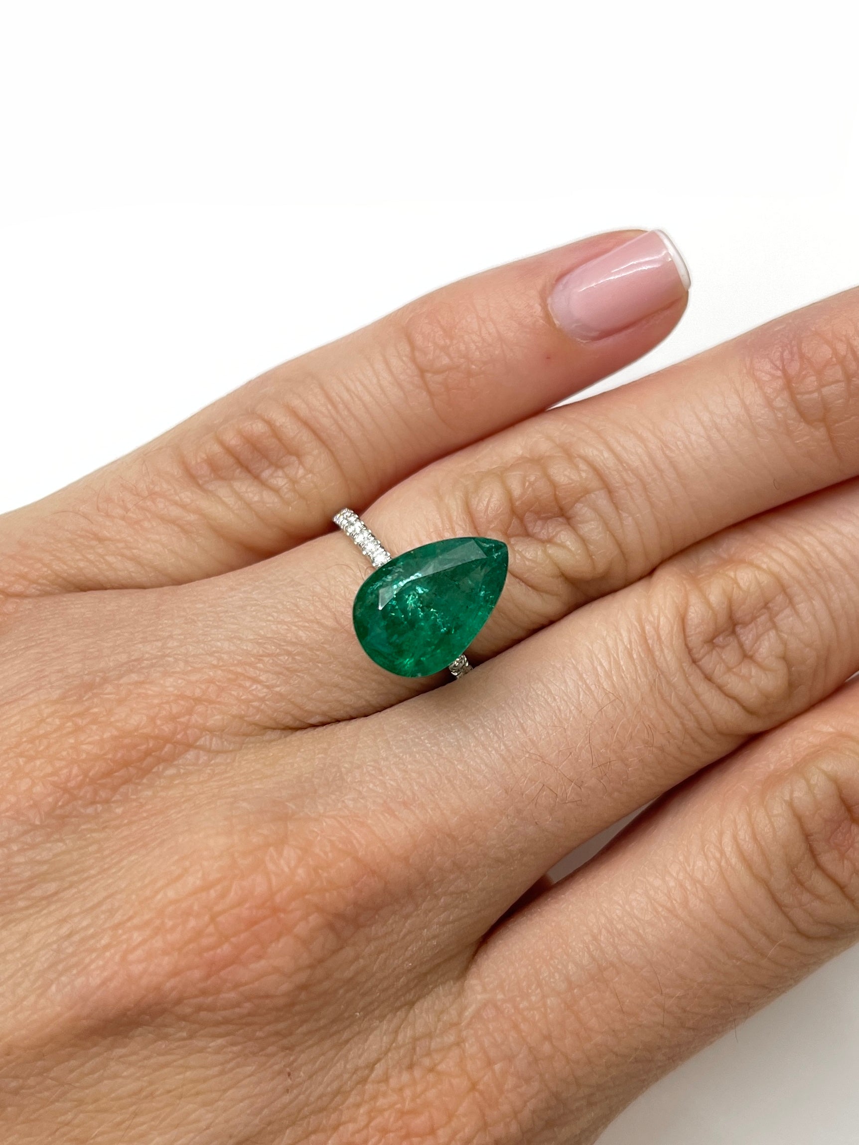5.10 carat 14x9.6 Deep Green Natural Loose Emerald-Pear Cut - JR Colombian Emeralds