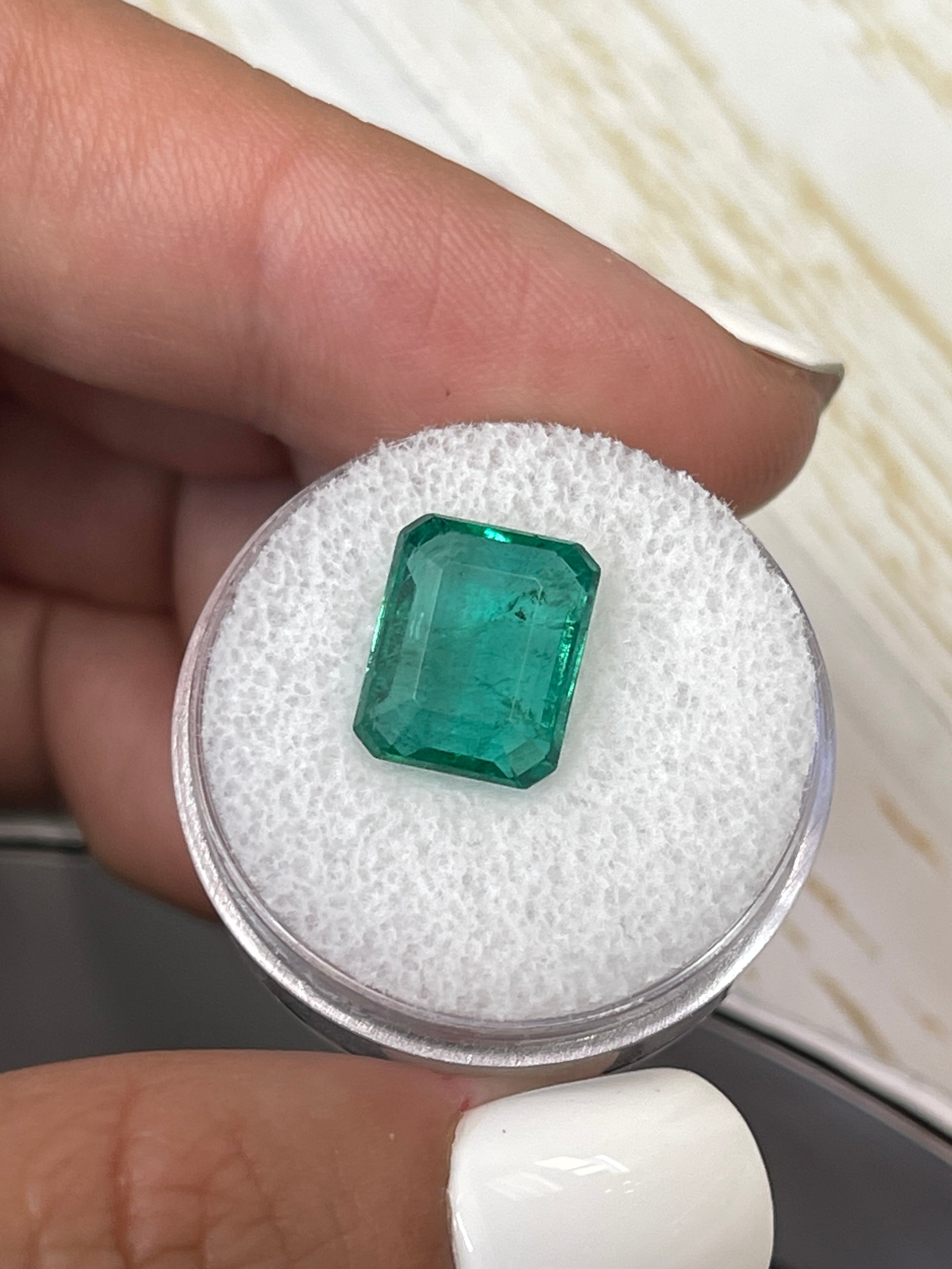 Natural 5.16 carat bluish green Zambian emerald cut loose gemstone by JR Colombian Emeralds.