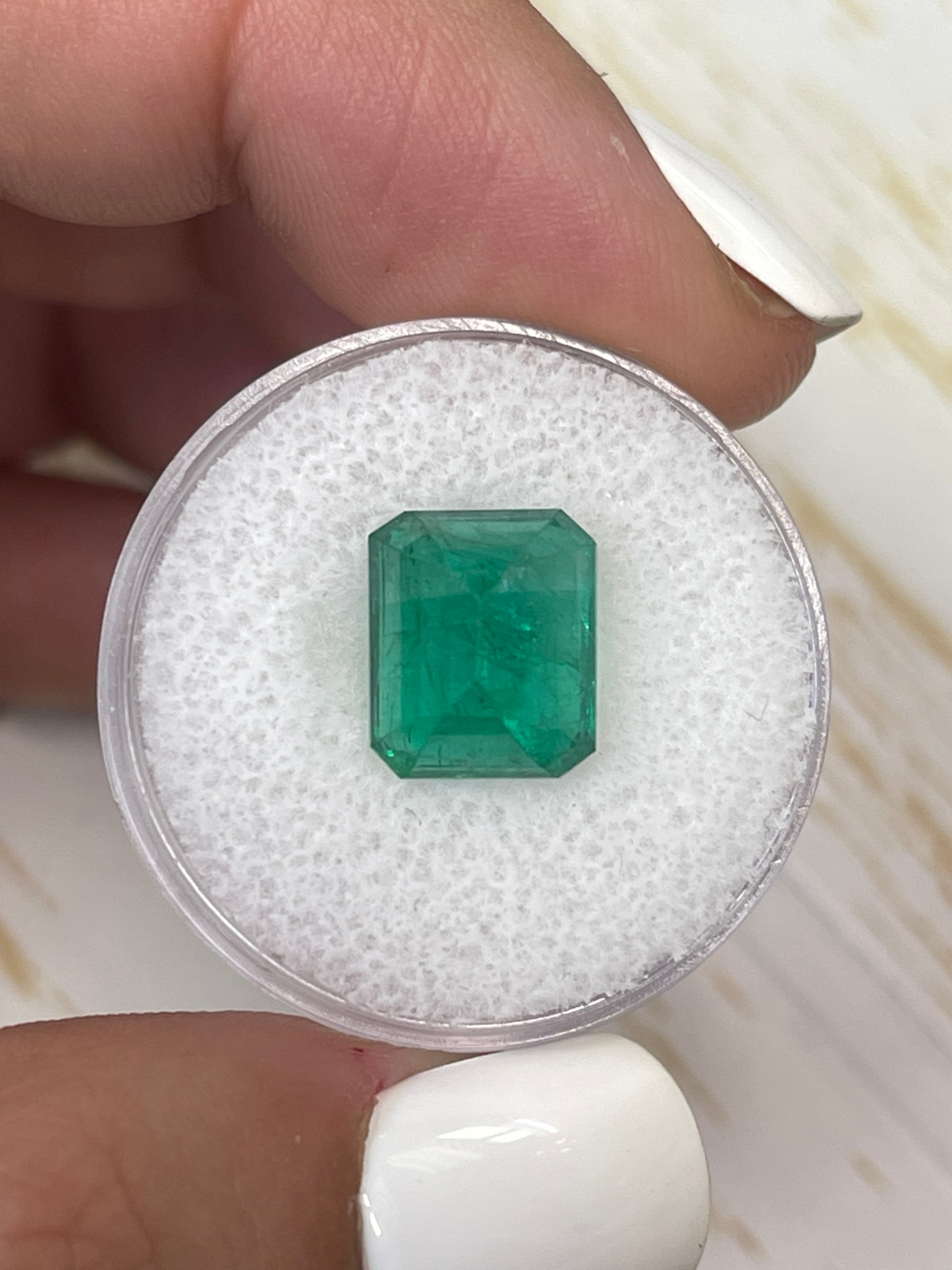 Natural 5.32 carat Zambian emerald cut loose emerald from JR Colombian Emeralds, vivid Kelly/Pure green gemstone.