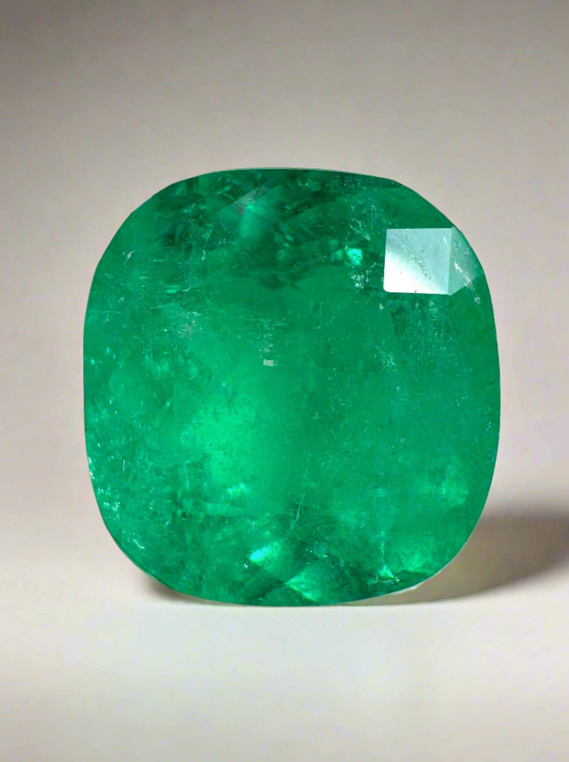 5.43 Carat Medium Green Natural Loose Colombian Emerald-Cushion Cut - JR Colombian Emeralds