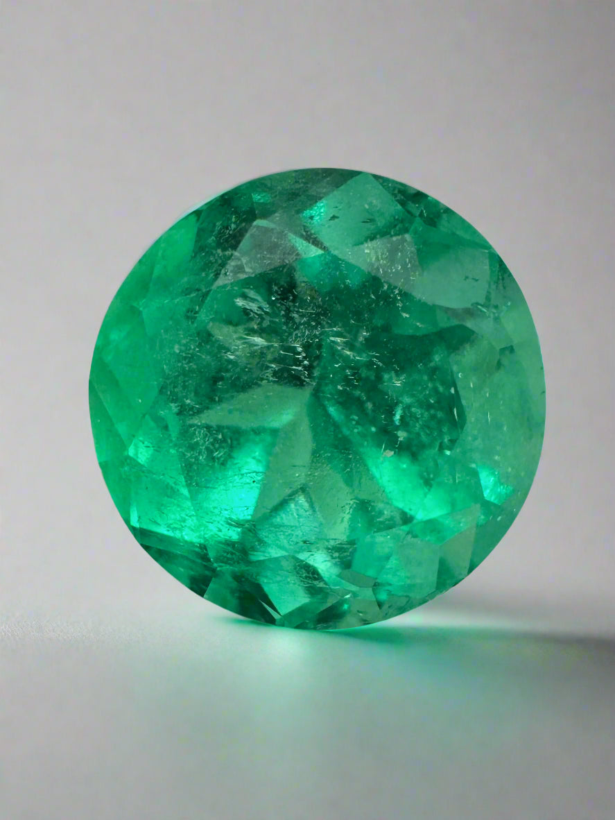 5.48 Carat 11.3x11.3 Gemmy Vibrant Green Natural Round Colombian Emerald - JR Colombian Emeralds