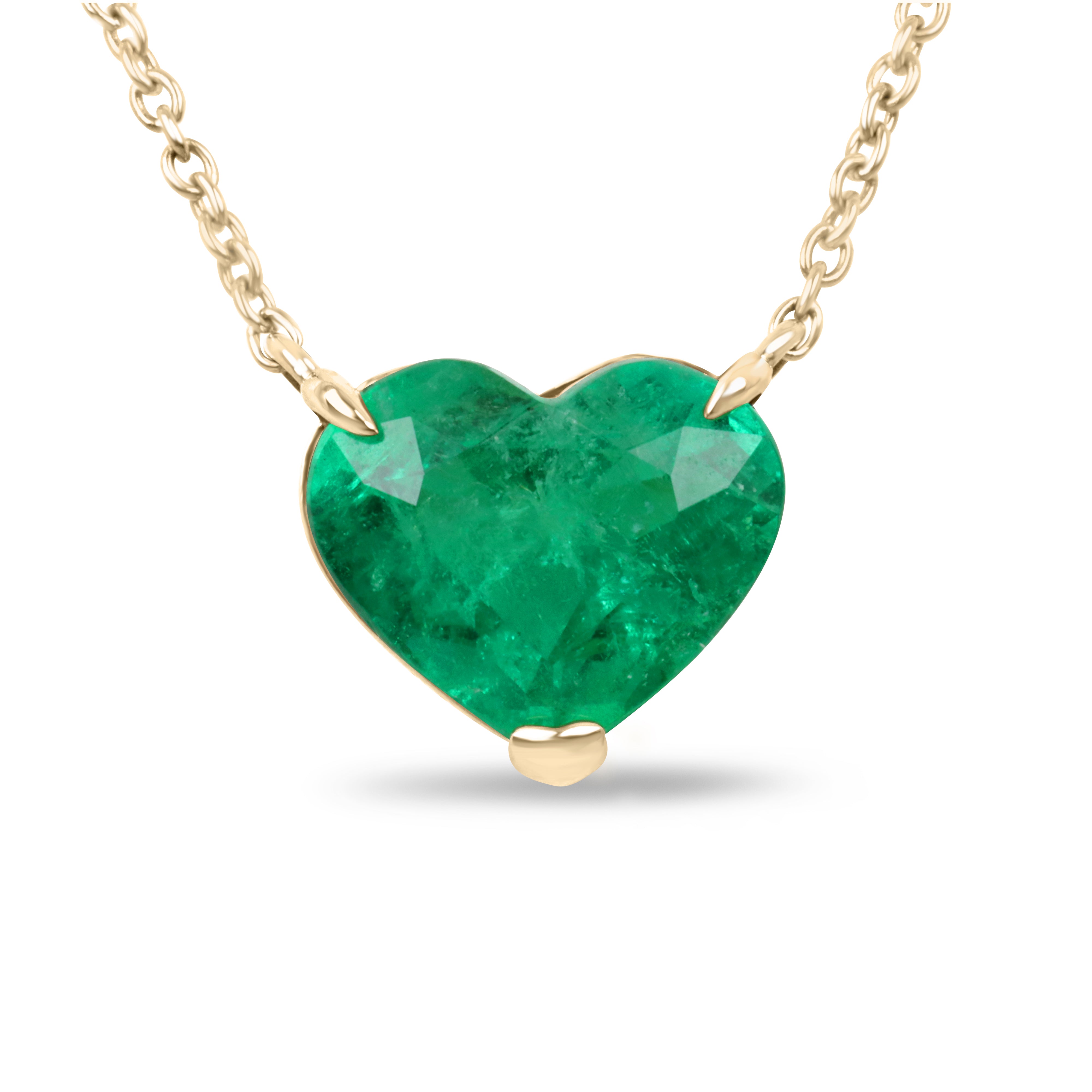 Collana in oro 18 carati con smeraldo colombiano da 5,77 carati, taglio a cuore - JR Colombian Emeralds