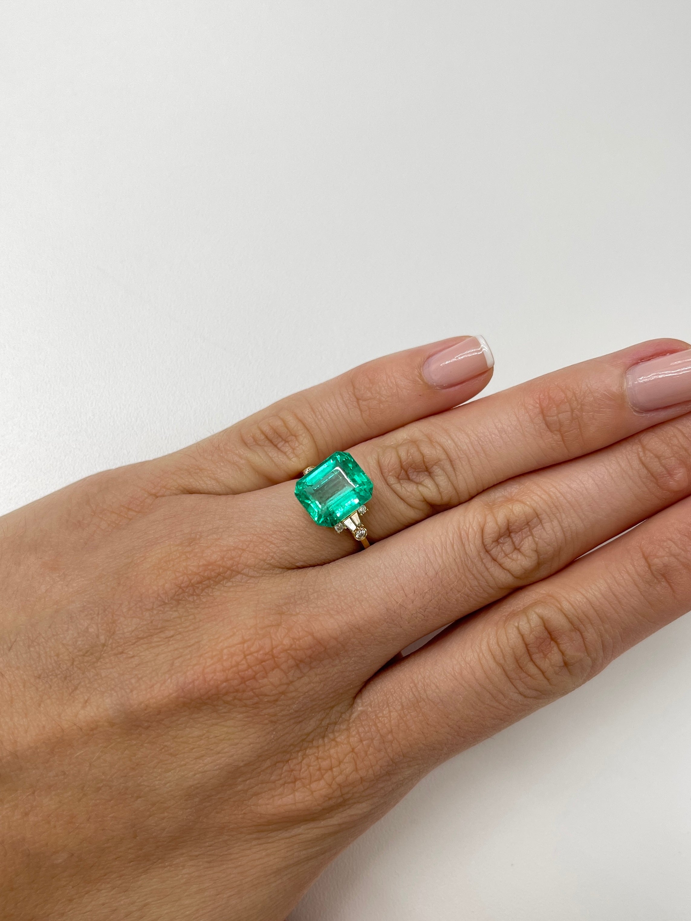 6.03-carat bluish natural Colombian emerald in classic emerald cut, 11.5x10mm, from JR Colombian Emeralds.