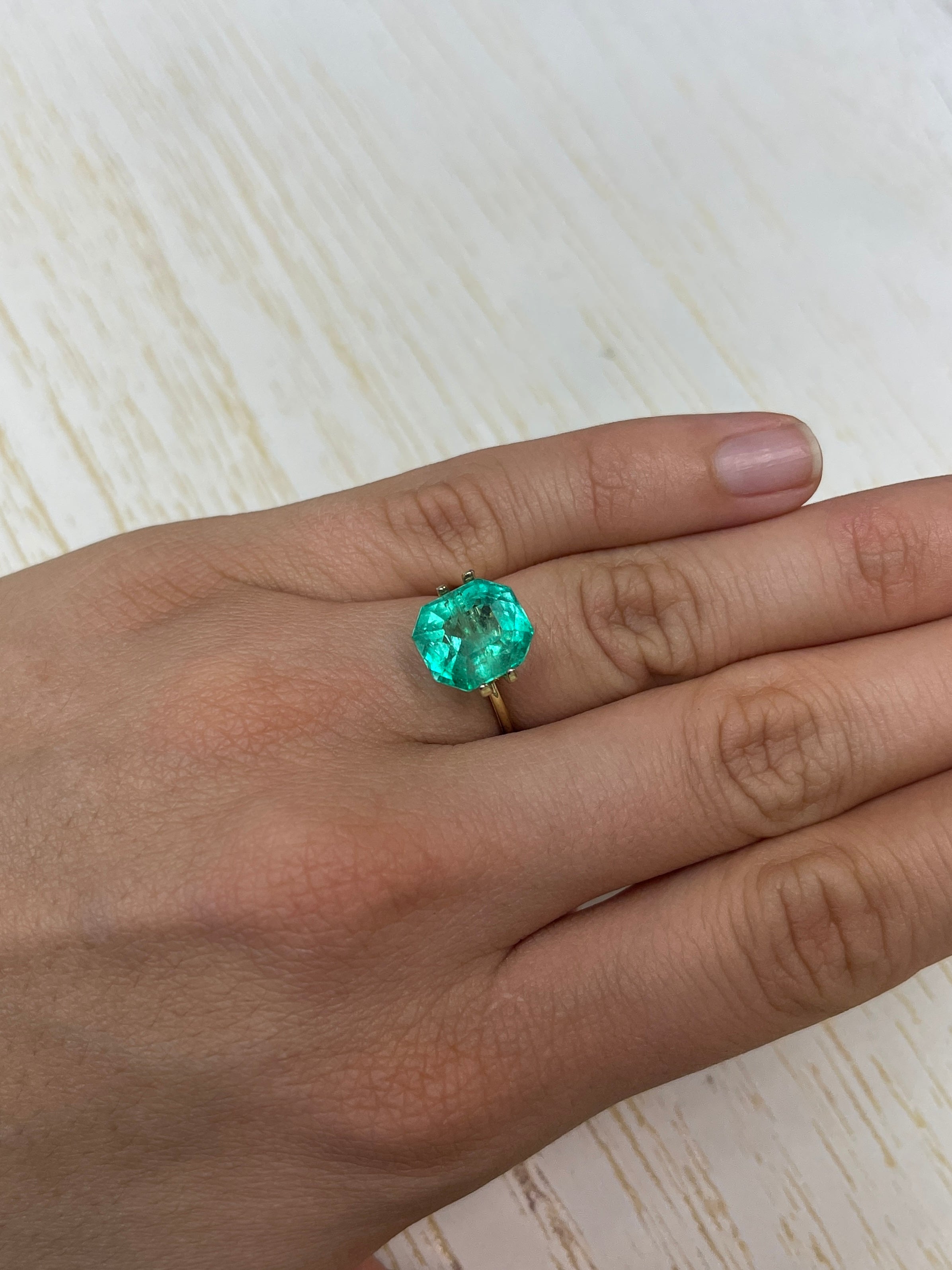 6.63 carat Colombian Emerald loose gemstone, 11x10mm chunky emerald cut, natural and vibrant from JR Colombian Emeralds
