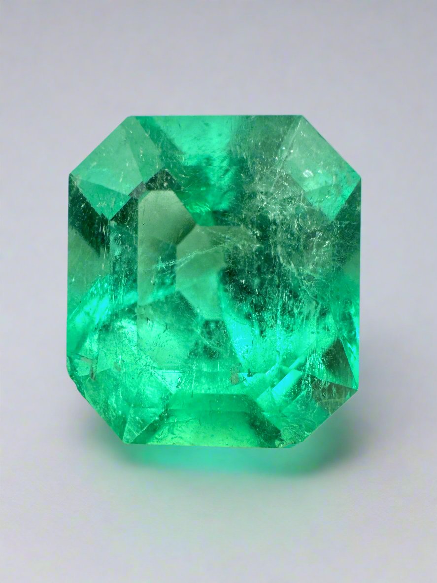 7.92 Carat 13x11.5 Chunky Emerald Cut Loose Colombian Emerald-Emerald Cut - JR Colombian Emeralds