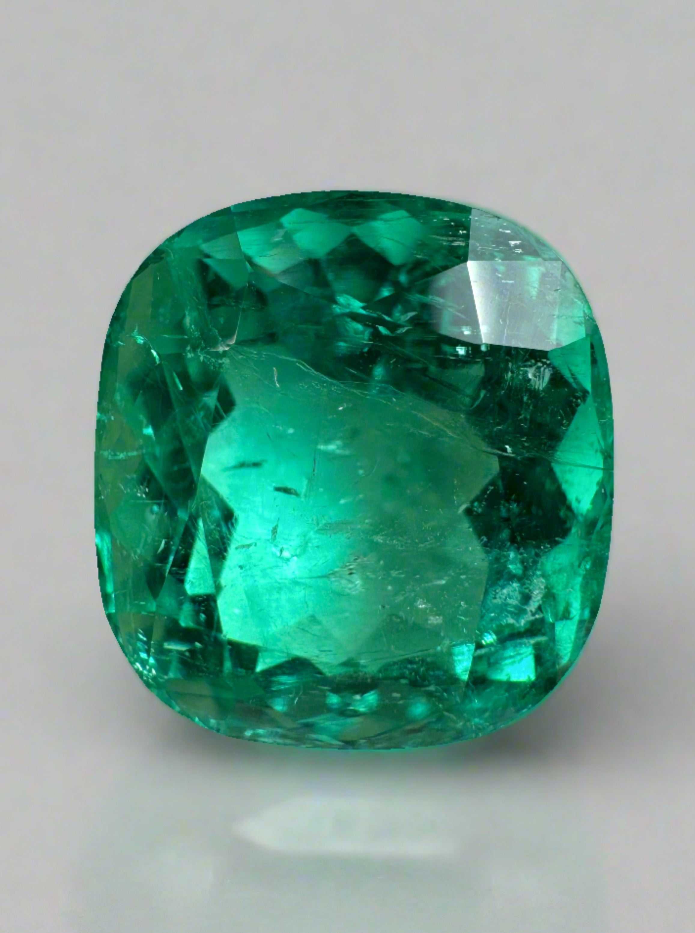 8.46 Carat GIA Certified 13x12 Lustrous Bluish Green Natural Loose Cus