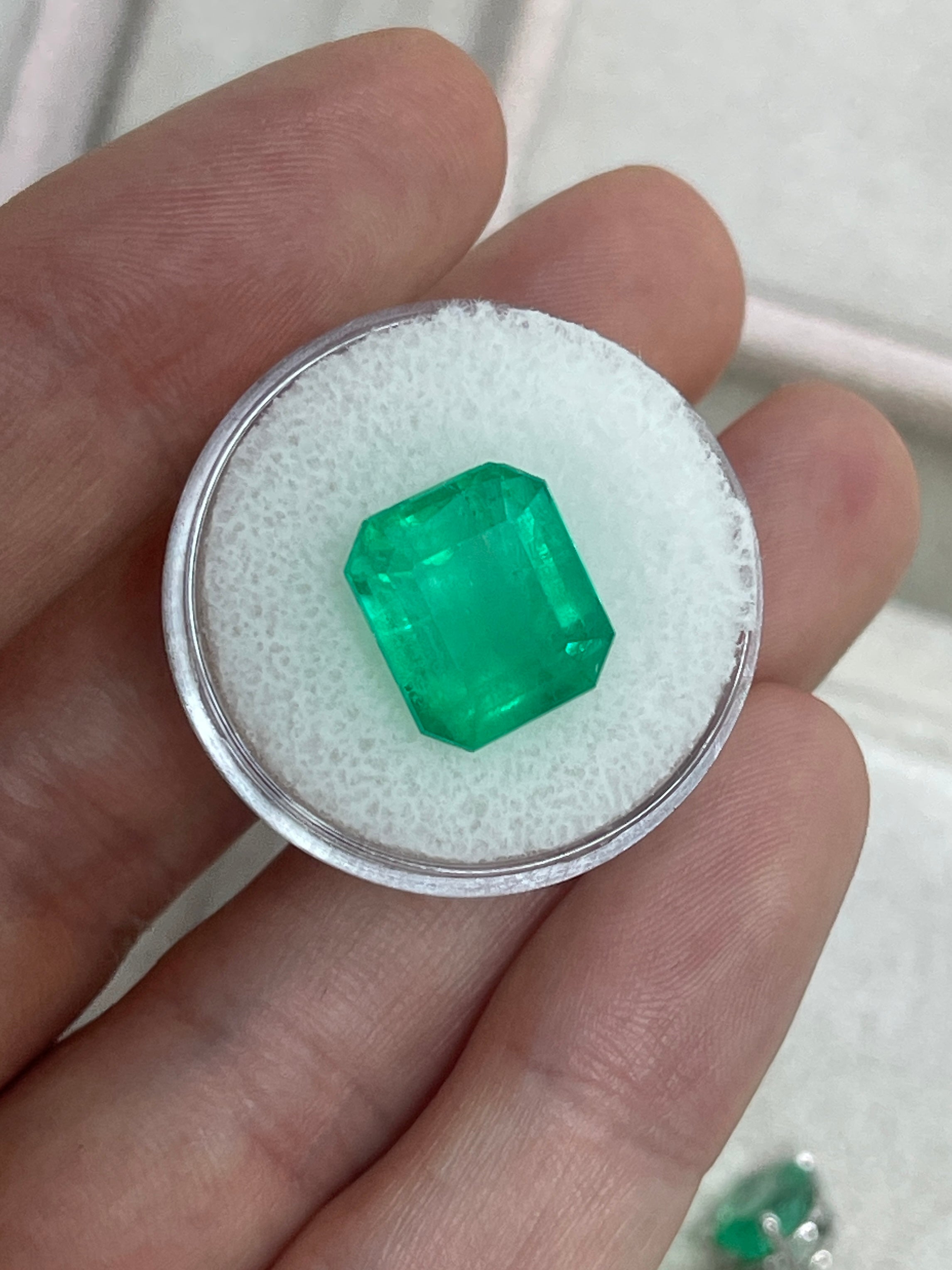 8.98 Carat 13x11 Vivid Loose Colombian Emerald-Emerald Cut - JR Colombian Emeralds