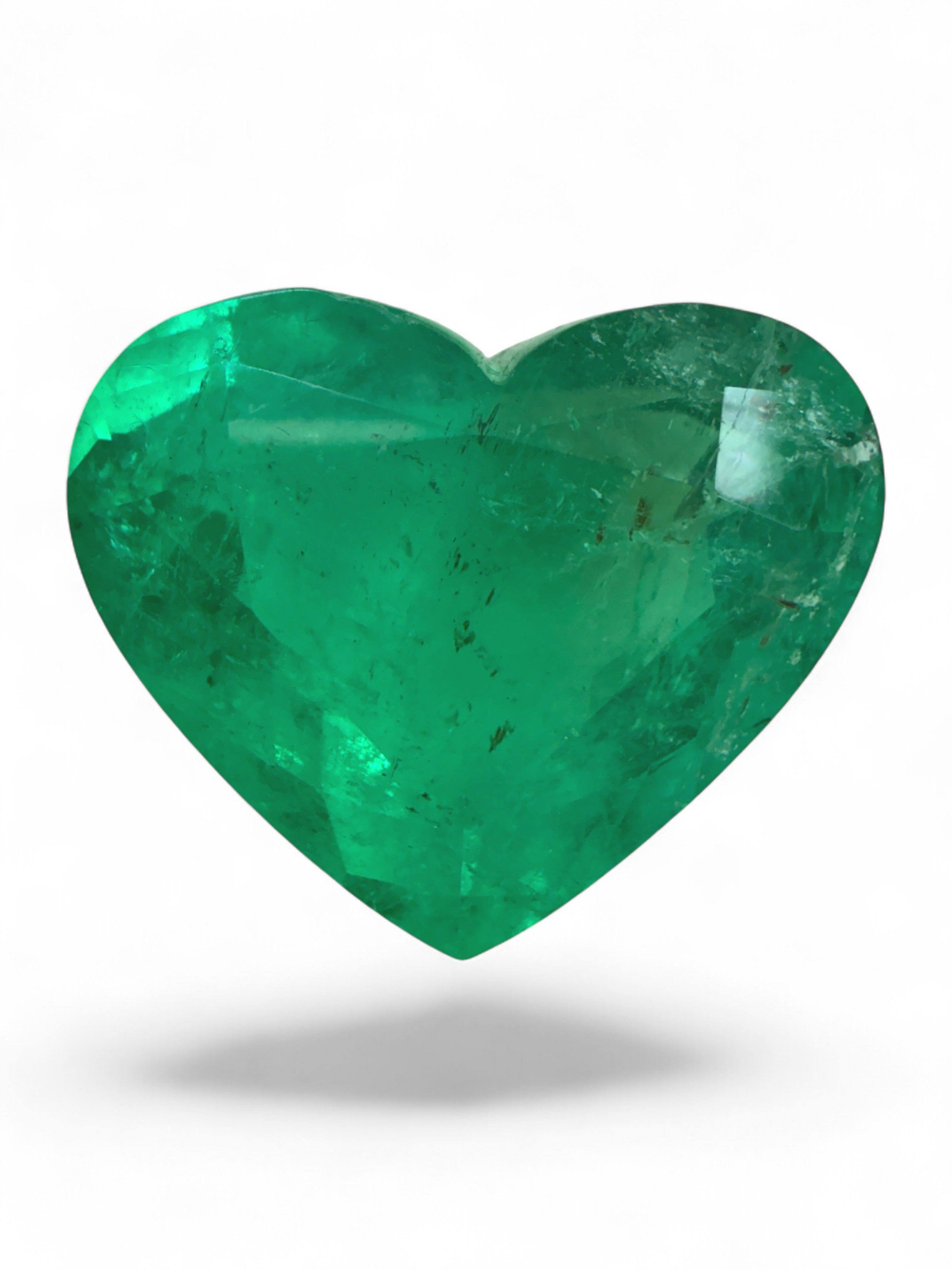 9.72 Carat 13x16 Bright Green Natural Loose Colombian Emerald-Heart Cut