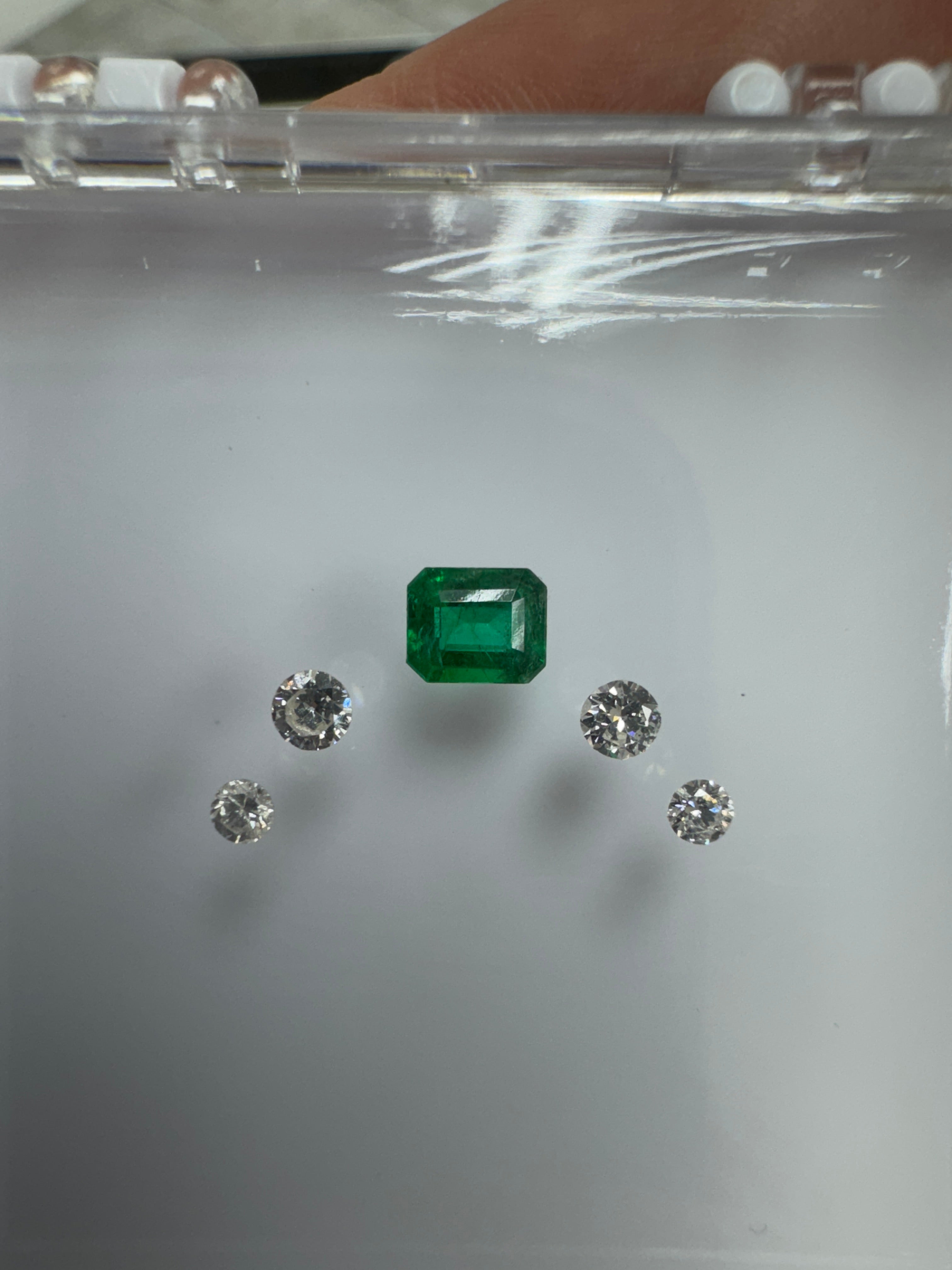 R.N Custom Contoured Emerald & Diamond Wedding Band 14K - JR Colombian Emeralds