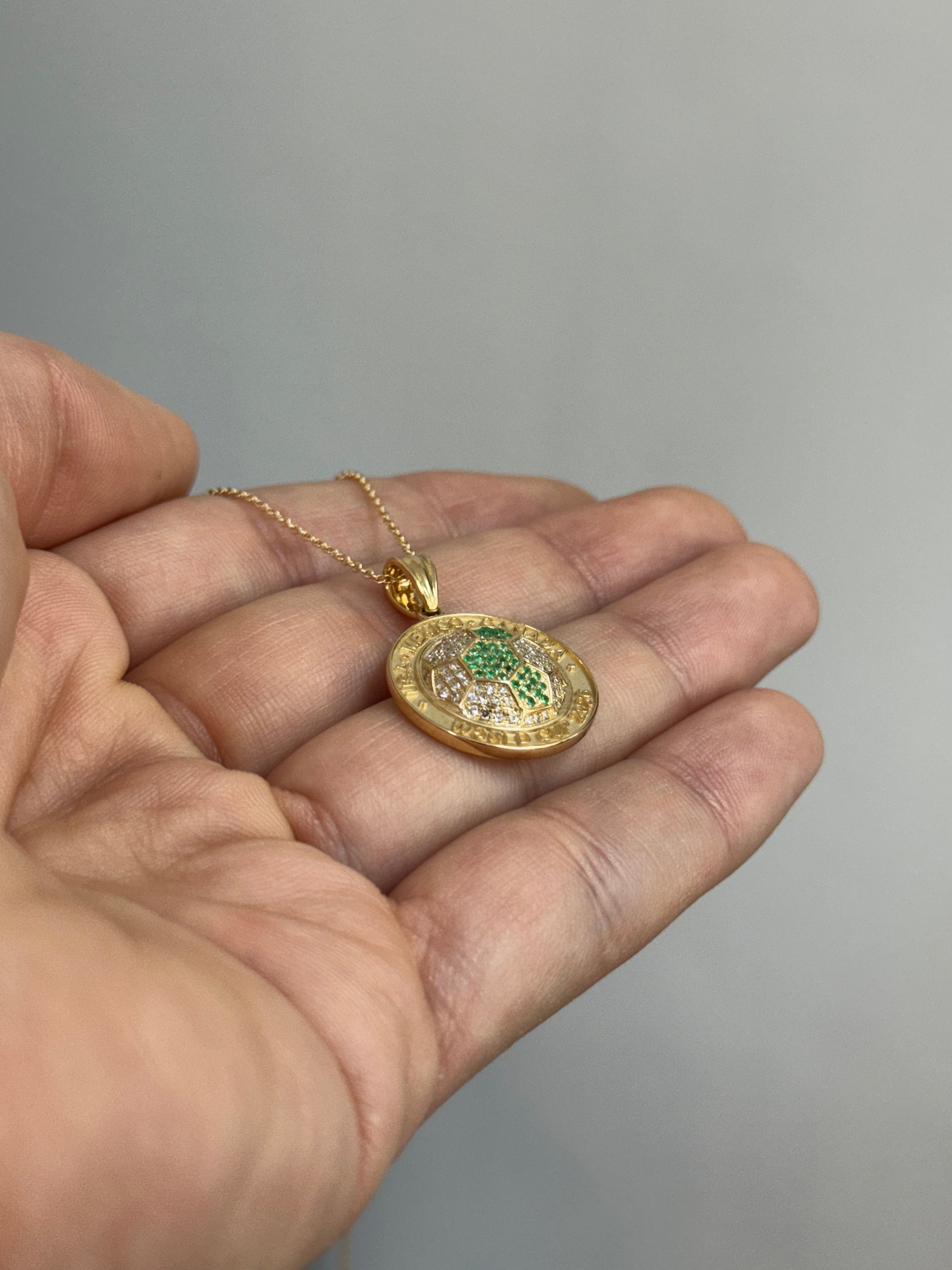 FIFA World Cup 2026 Soccer Ball Pendant in 14K Yellow Gold with Emeralds and Diamonds