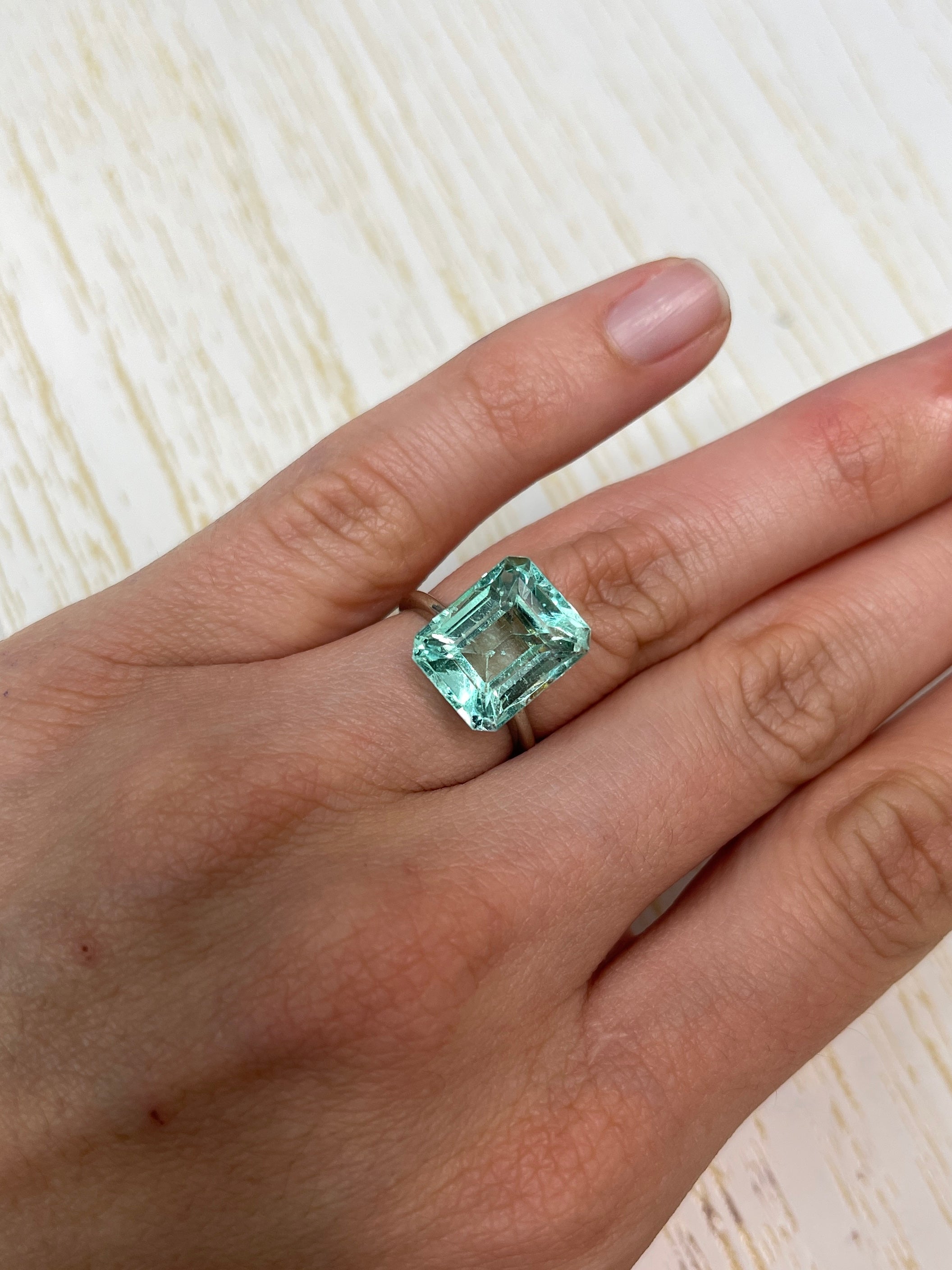 Large 10.26 carat VS Jyotish green Colombian emerald cut loose gemstone from JR Colombian Emeralds.