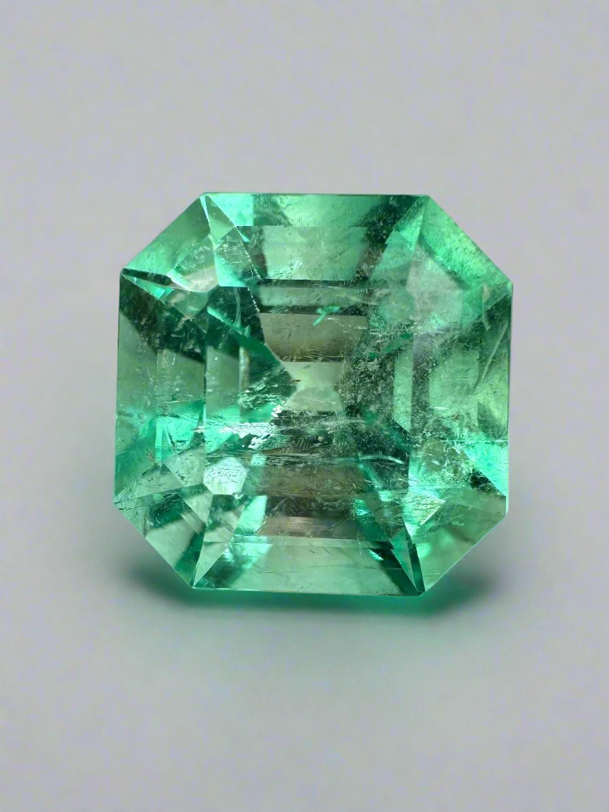 Large 10.49 Carat 13x13 Gemmy/Vibrant Natural Loose Colombian Emerald-Classic Asscher Cut - JR Colombian Emeralds