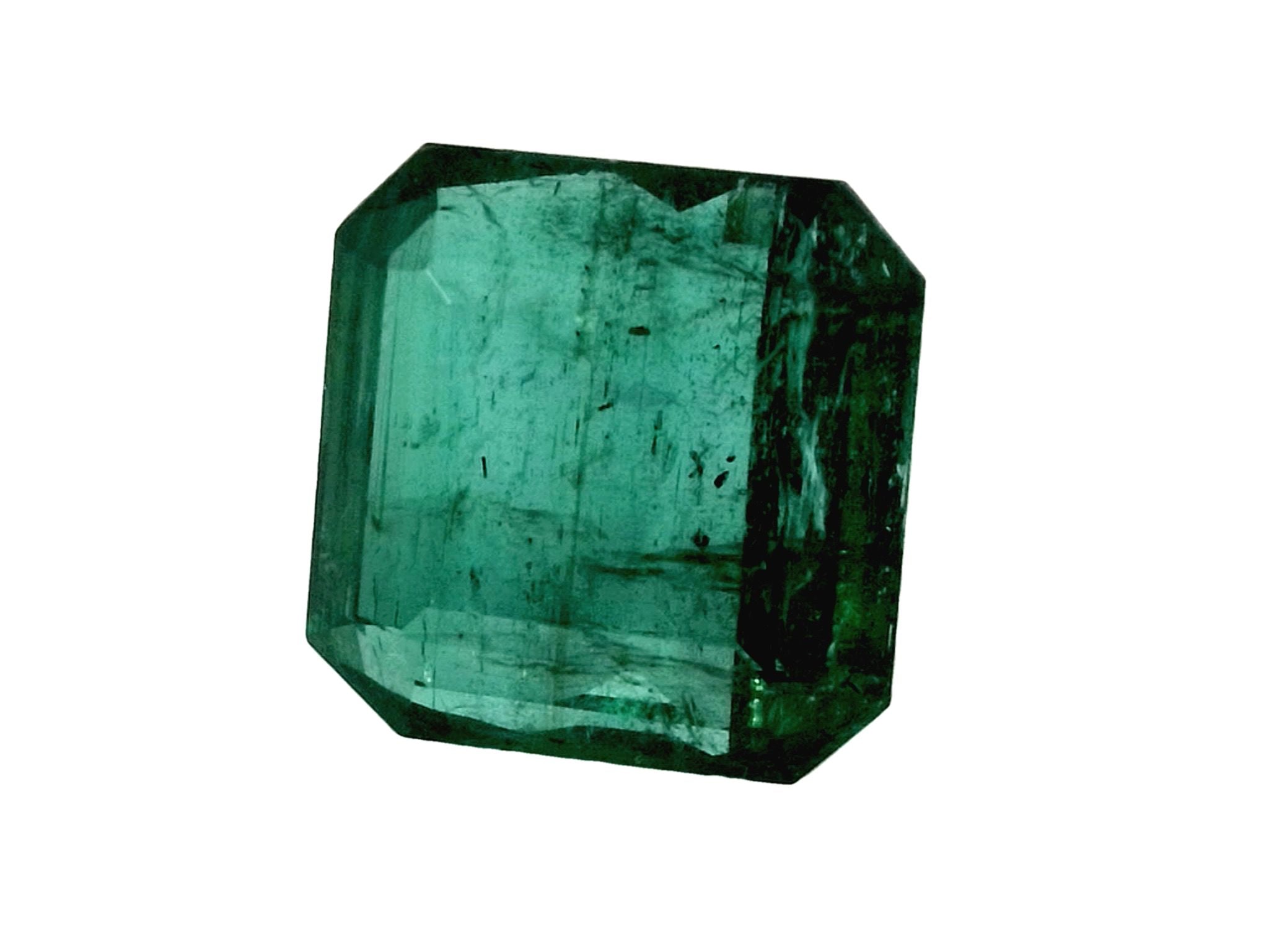14.76 Carat 14x14 Dark Green Natural Loose Zambian- Asscher Cut - JR Colombian Emeralds