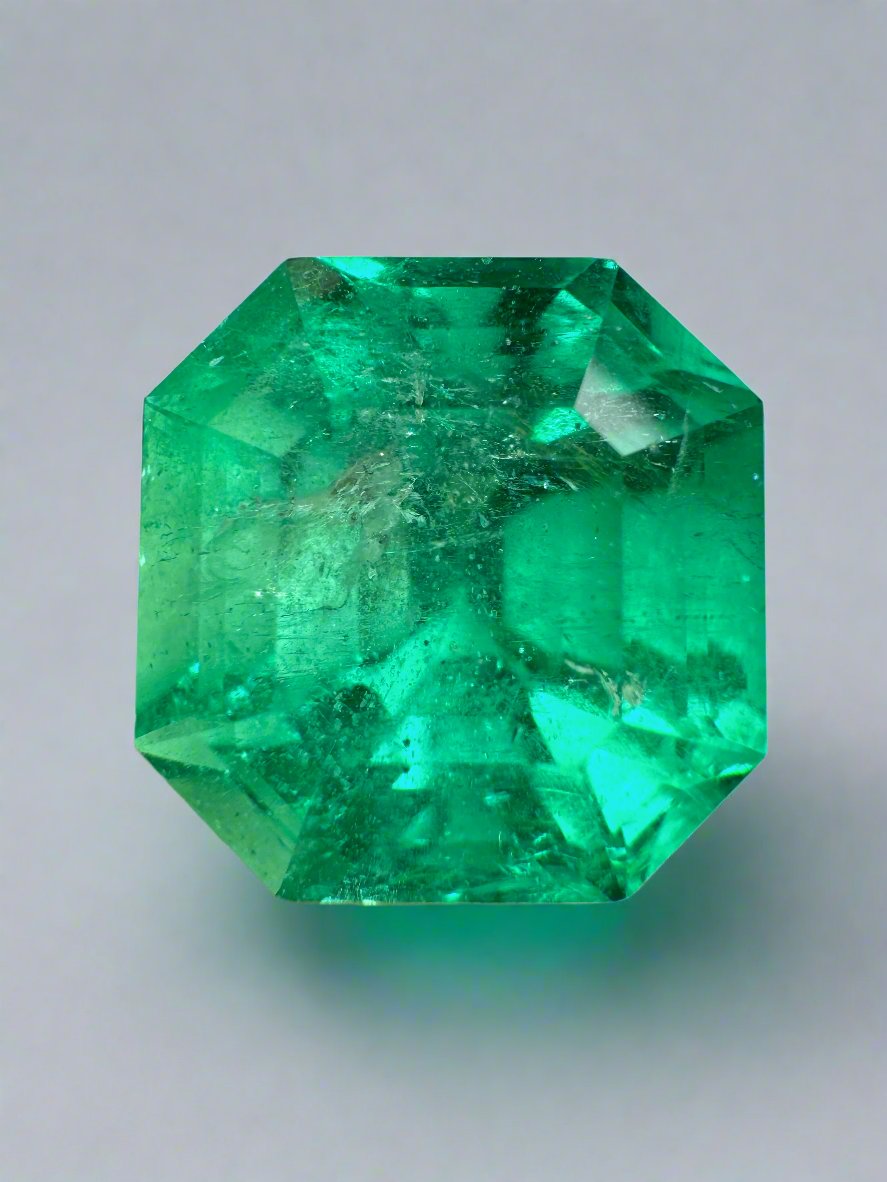 Large 14.83 Carat Large 15x14 AAA+ Loose Colombian Emerald- Asscher Cut - JR Colombian Emeralds