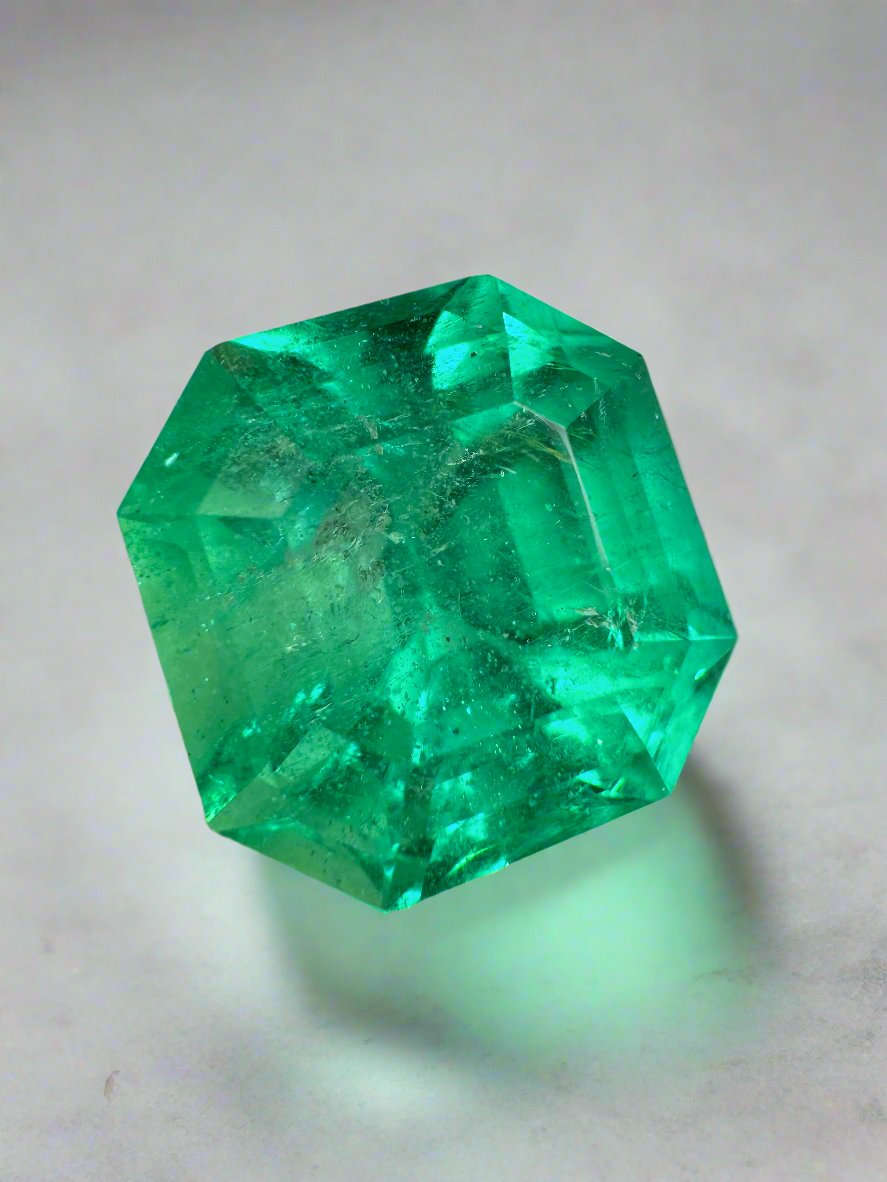 Large 14.83 Carat Large 15x14 AAA+ Loose Colombian Emerald- Asscher Cut - JR Colombian Emeralds