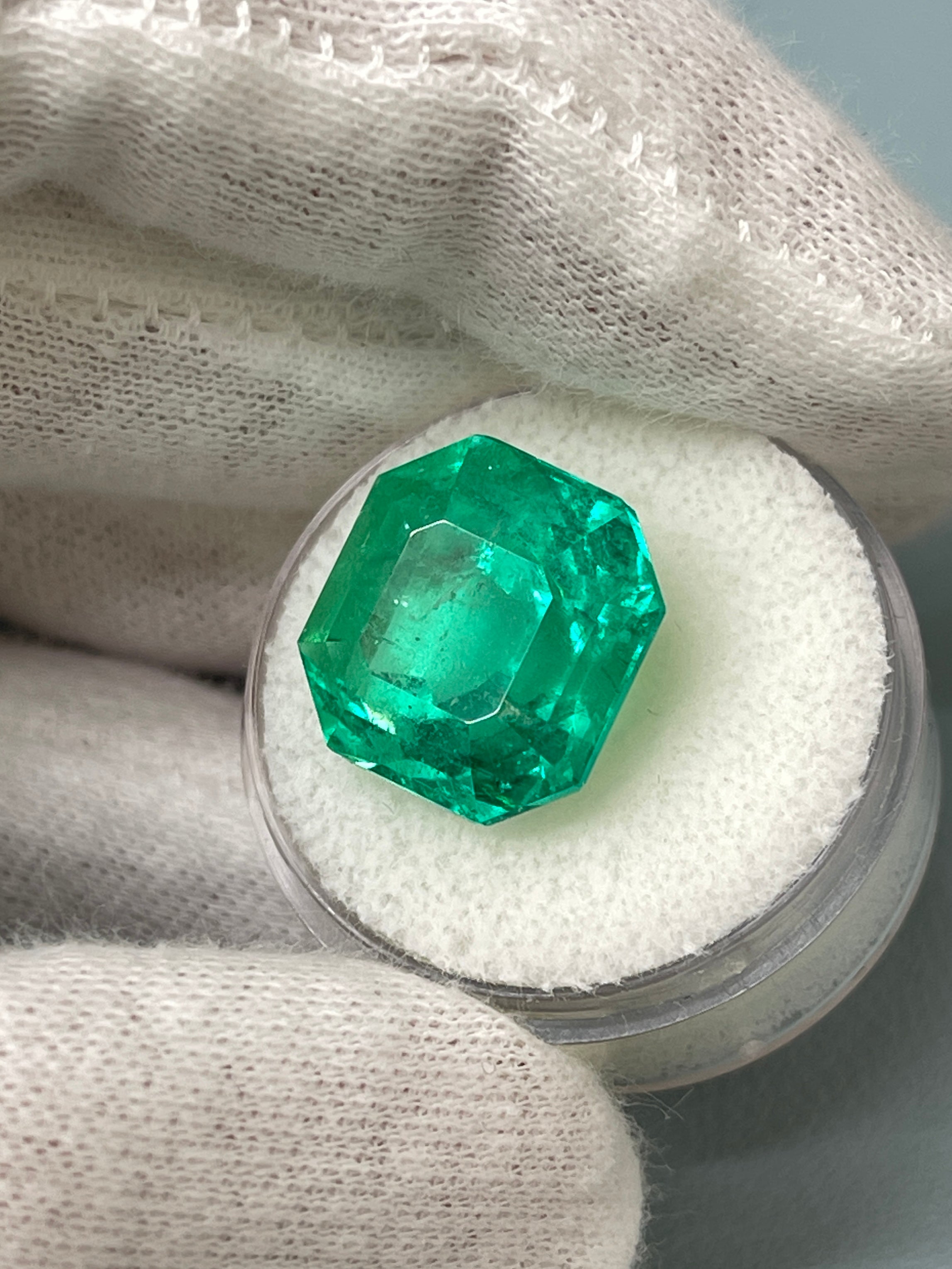 Large 14.83 Carat Large 15x14 AAA+ Loose Colombian Emerald- Asscher Cut - JR Colombian Emeralds