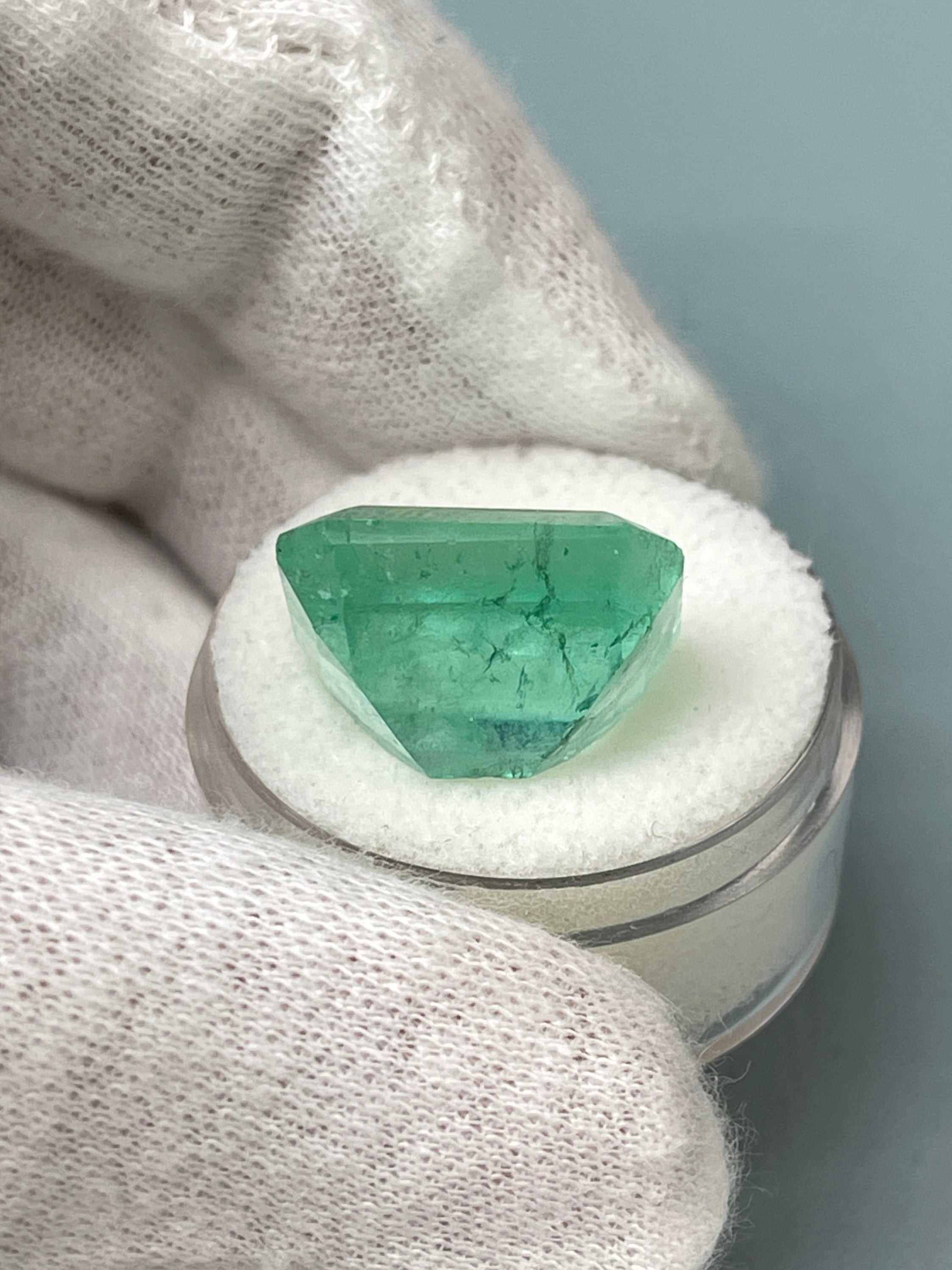 Large 17.64 Carat 17x14.5 Earthy Medium Loose Colombian Emerald- Emerald Cut - JR Colombian Emeralds