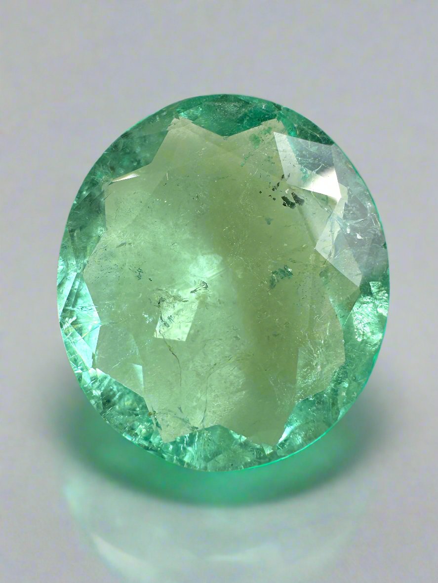 Large 19.15tcw 20x18 Bubbly Light Green Loose Colombian Emeralds-Oval Cut - JR Colombian Emeralds