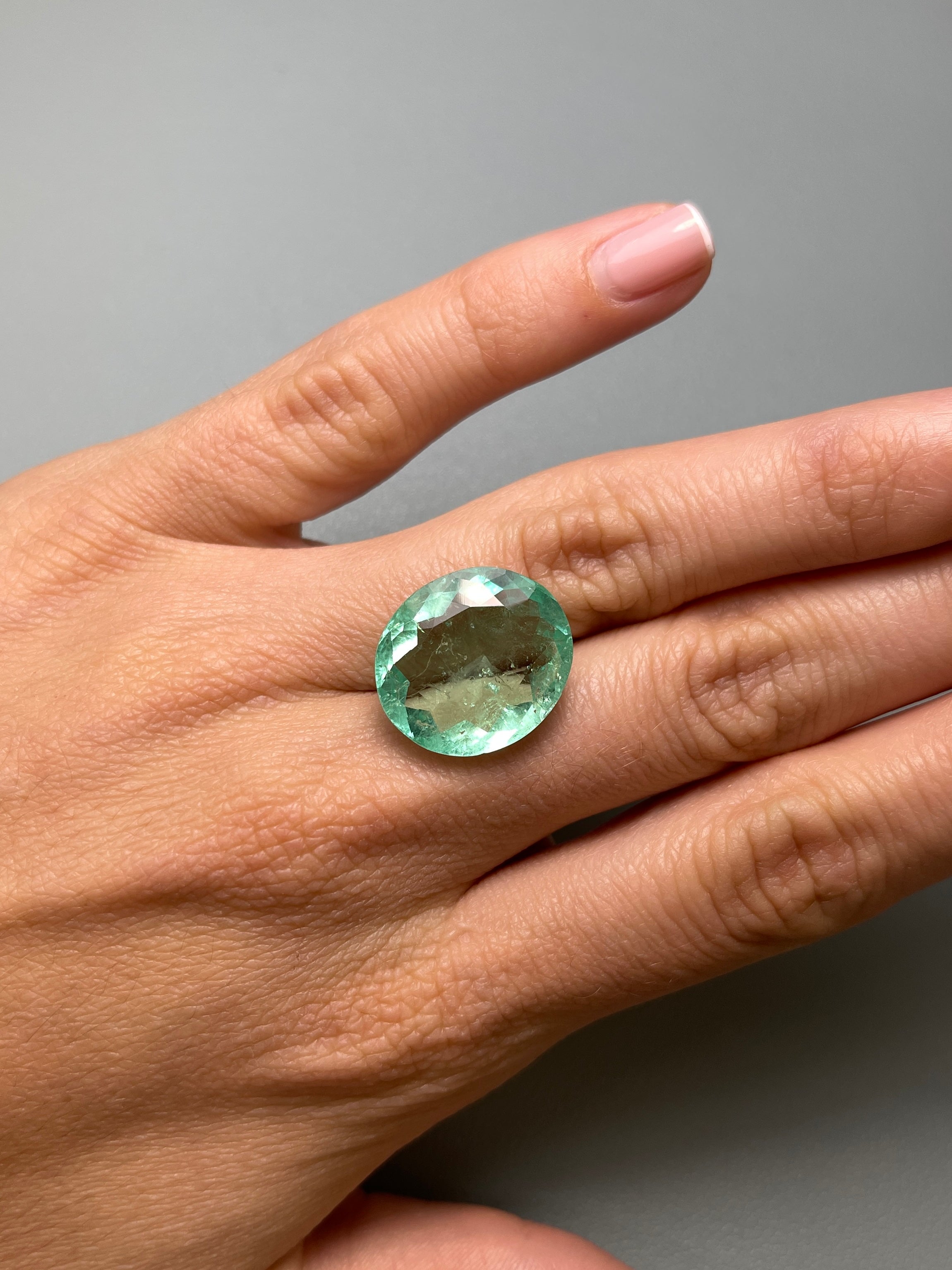 Large 19.15tcw 20x18 Bubbly Light Green Loose Colombian Emeralds-Oval Cut - JR Colombian Emeralds