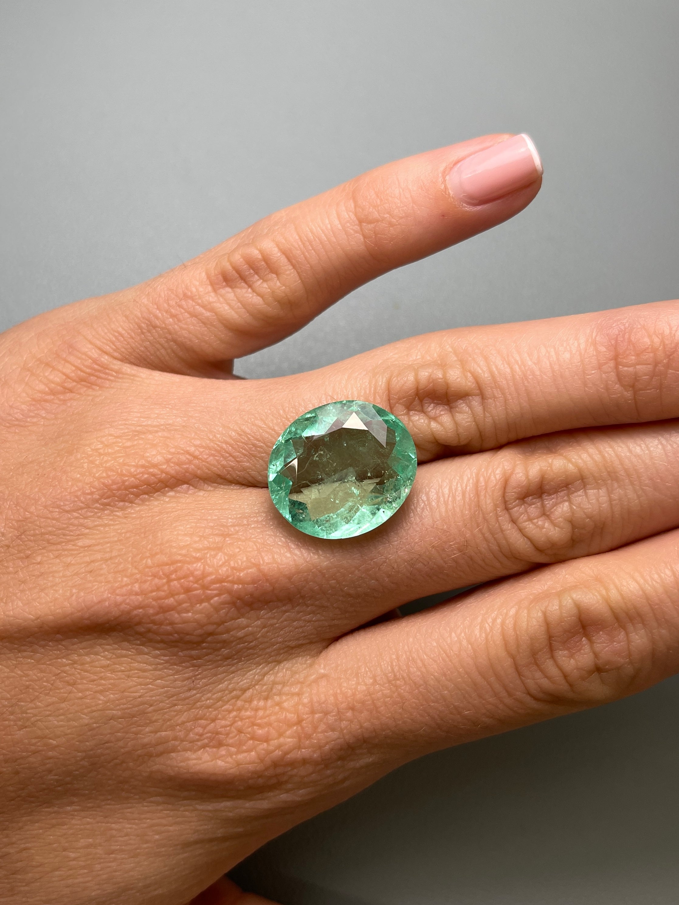 Large 19.15tcw 20x18 Bubbly Light Green Loose Colombian Emeralds-Oval Cut - JR Colombian Emeralds