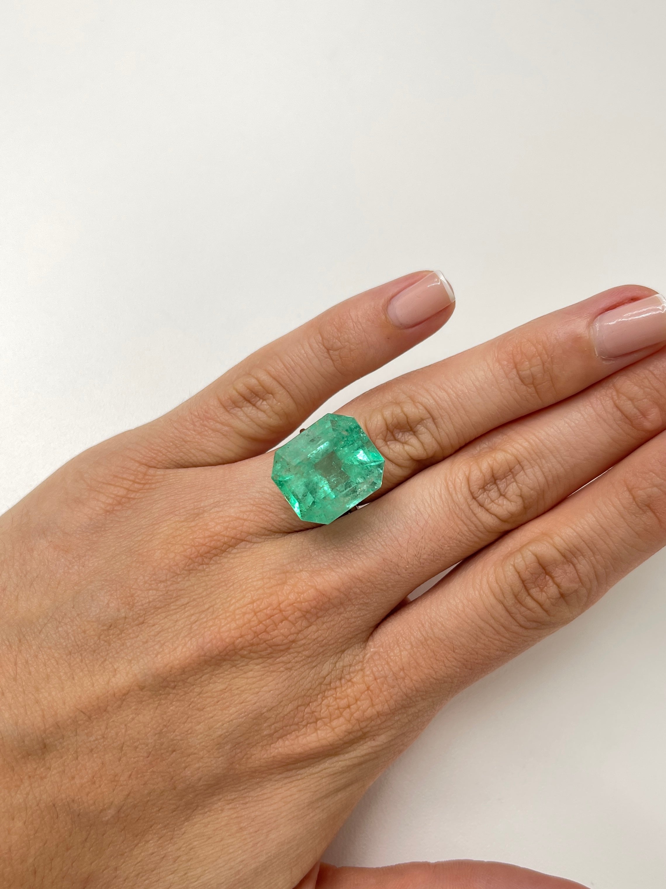 Large 20.44 Carat 18x16 XL Medium Loose Colombian Emerald- Emerald Cut - JR Colombian Emeralds