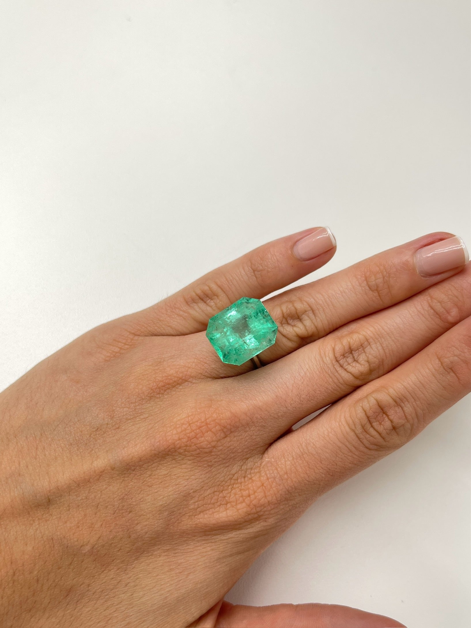 Large 20.44 Carat 18x16 XL Medium Loose Colombian Emerald- Emerald Cut - JR Colombian Emeralds