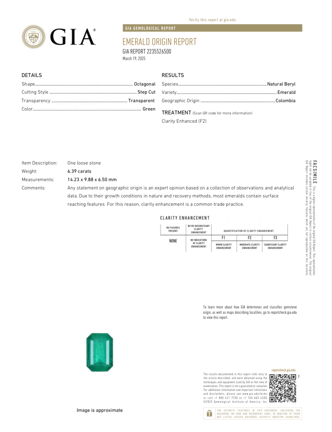 6.39 Carat double-certified AAA+ Muzo green Colombian emerald cut loose gemstone with vivid green color.