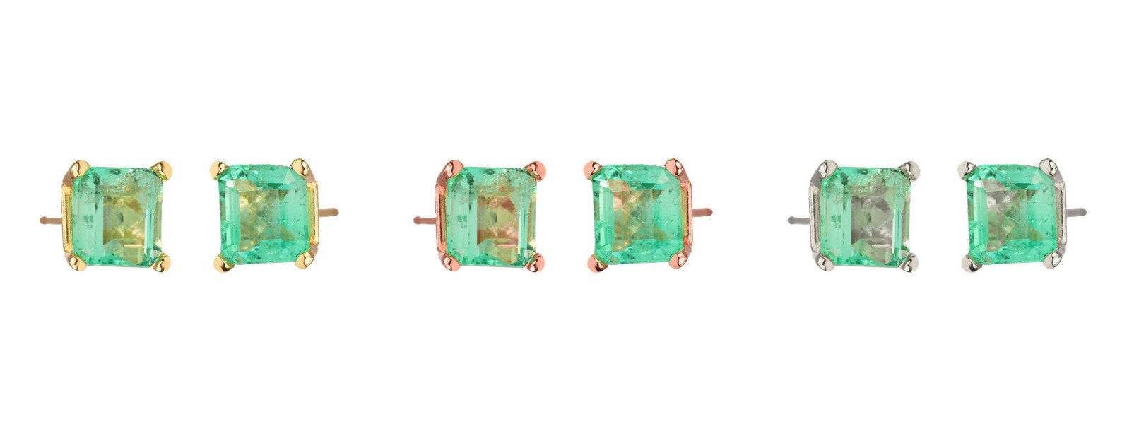 Beautiful stylish 0.80tcw stud earrings 14K yellow gold petite four prong