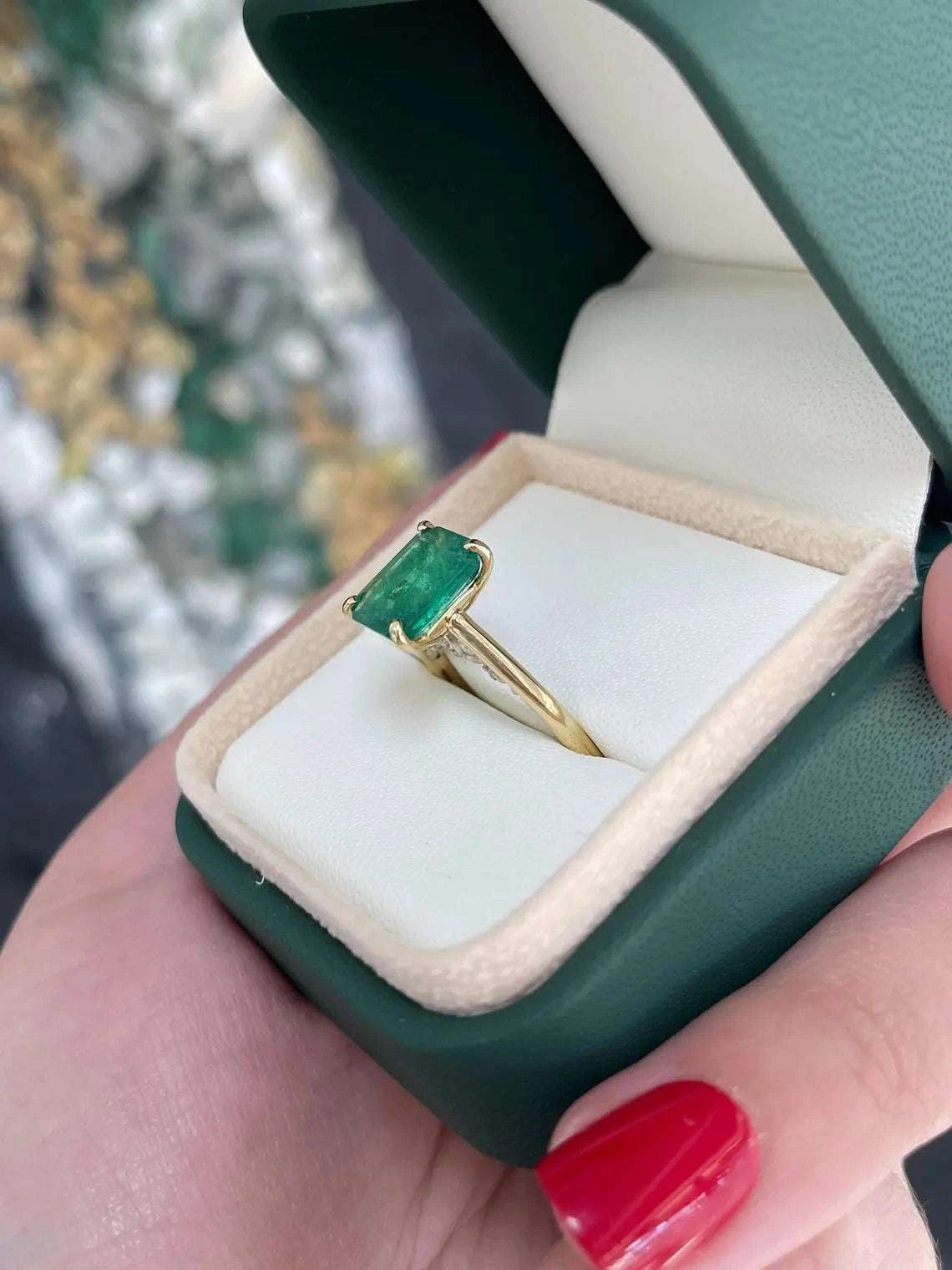 3.19tcw Emerald Cut Emerald Showcases Lush Green Brilliance With Diamond Accents