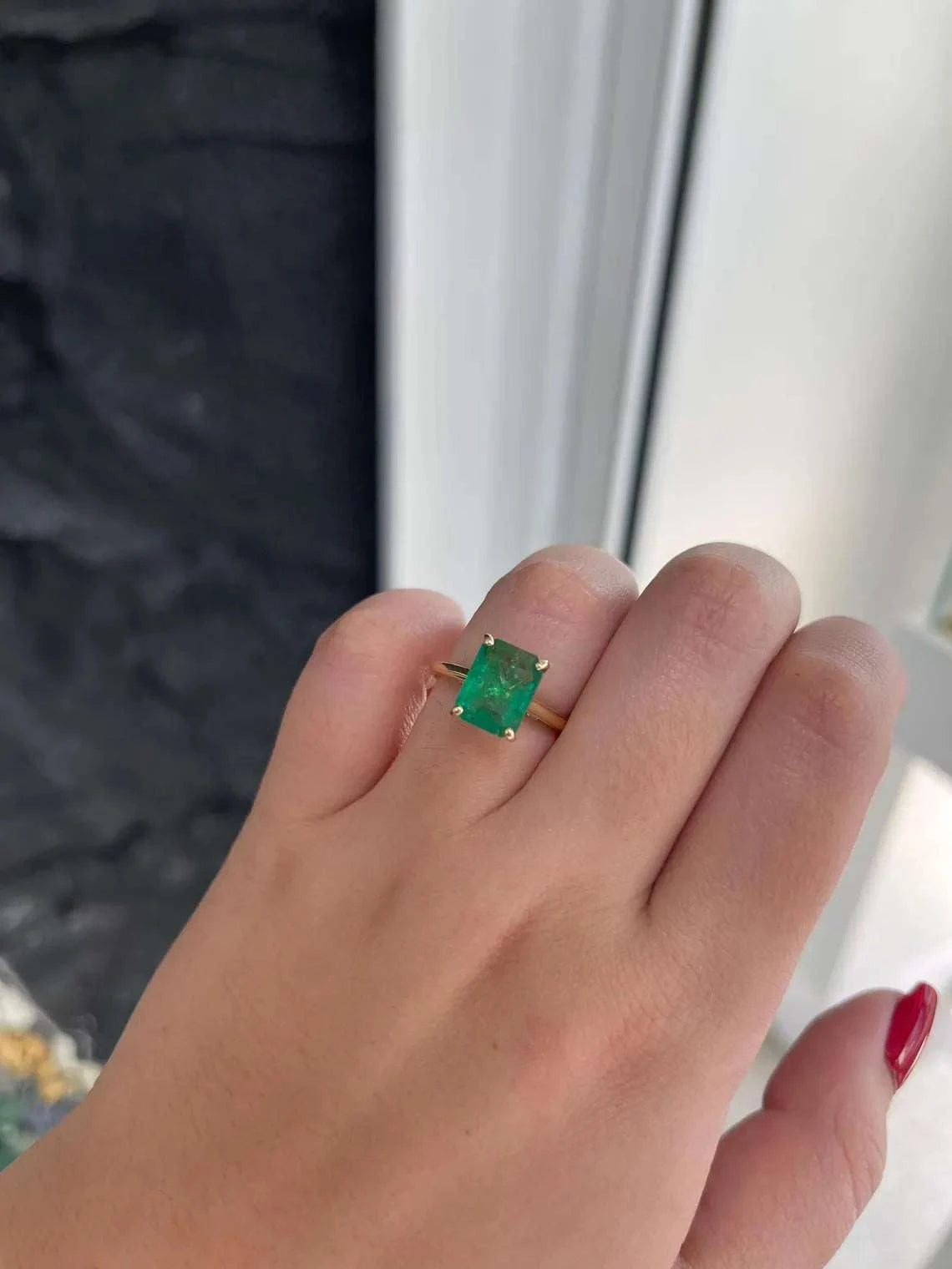 3.19tcw Emerald Cut Emerald Showcases Lush Green Brilliance With Diamond Accents