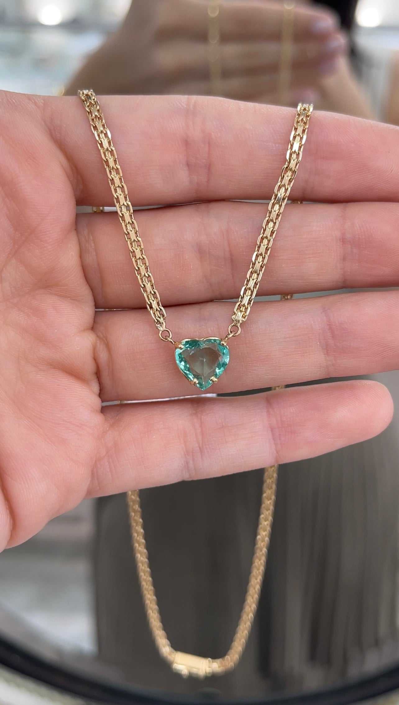 2.19 Carat Heart Cut Colombian Emerald Pendant Necklace - JR Colombian Emeralds