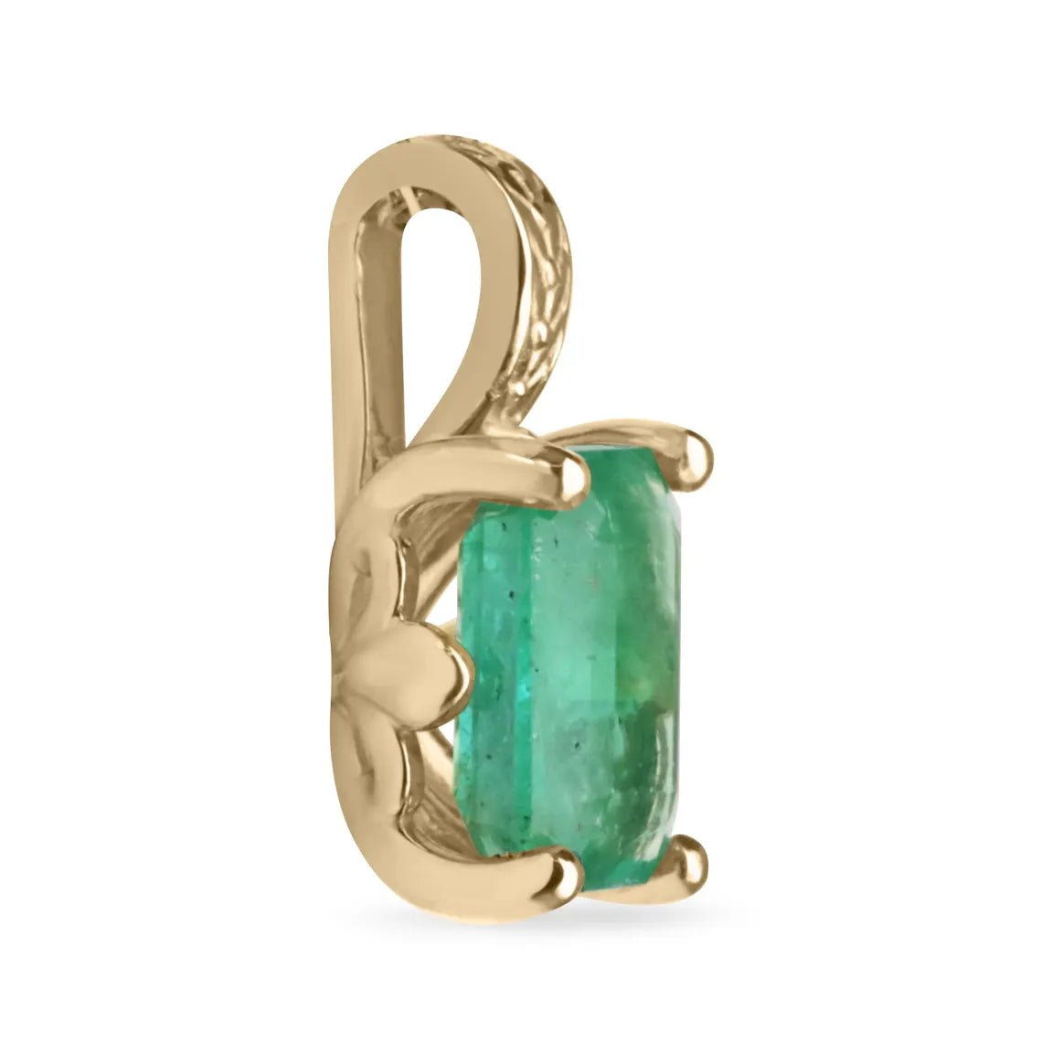 3.50ct Natural Emerald Cut Dark Green Emerald Pendant Necklace Floral