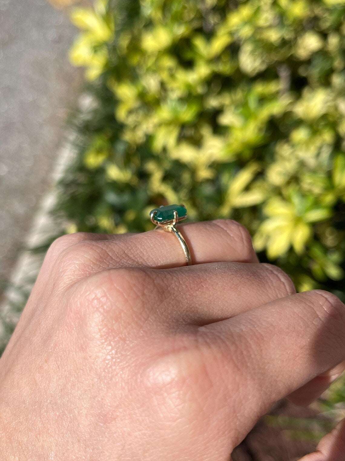 1.90 Carat Natural Dark Green Emerald Cut Solitaire Emerald Ring