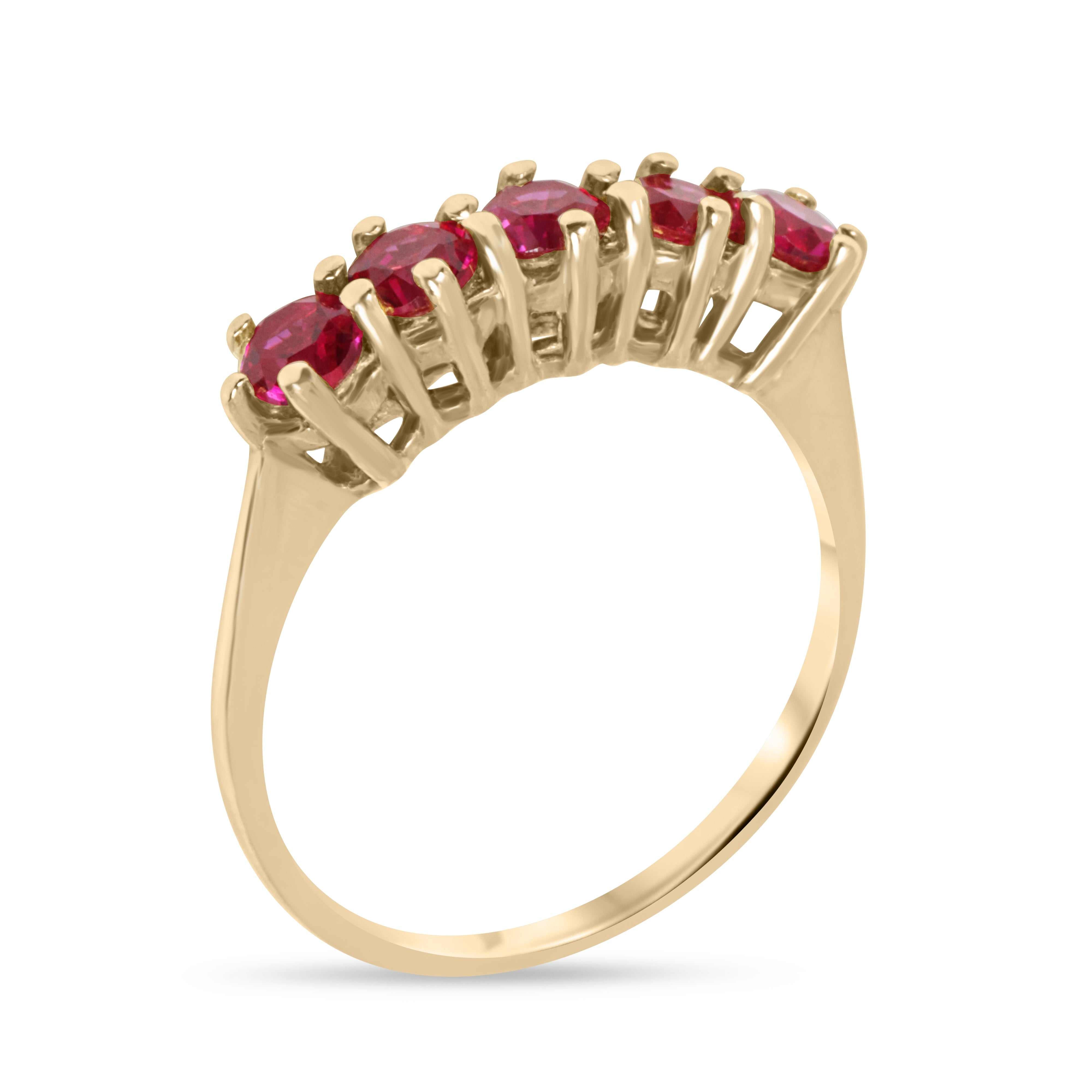 Anello con fascia in rubellite di alta qualità AAA+ da 0,75 carati, 14 carati - JR Colombian Emeralds