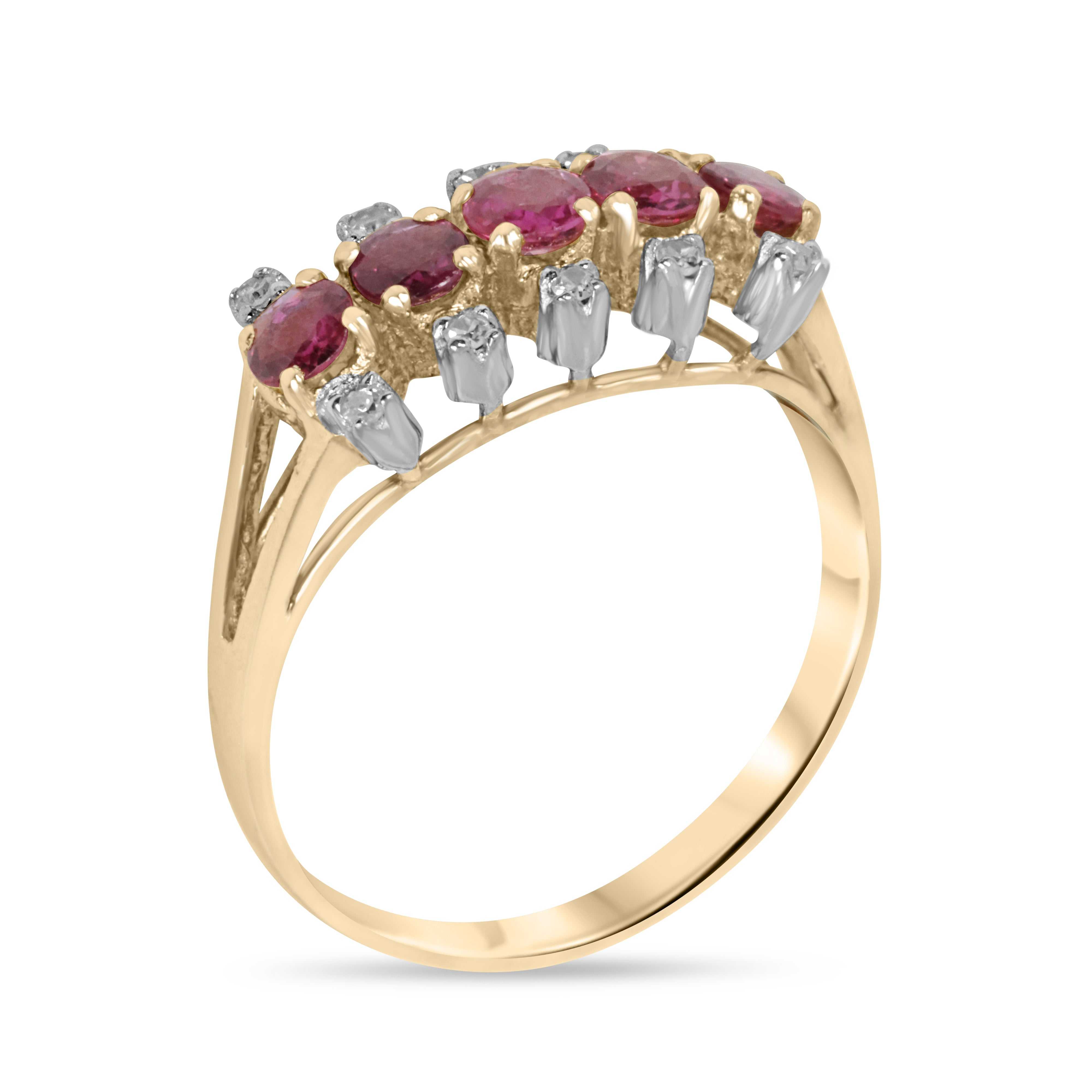 1.10tcw 14K Art Deco Natural Ruby & Diamond Accent Ring - JR Colombian Emeralds