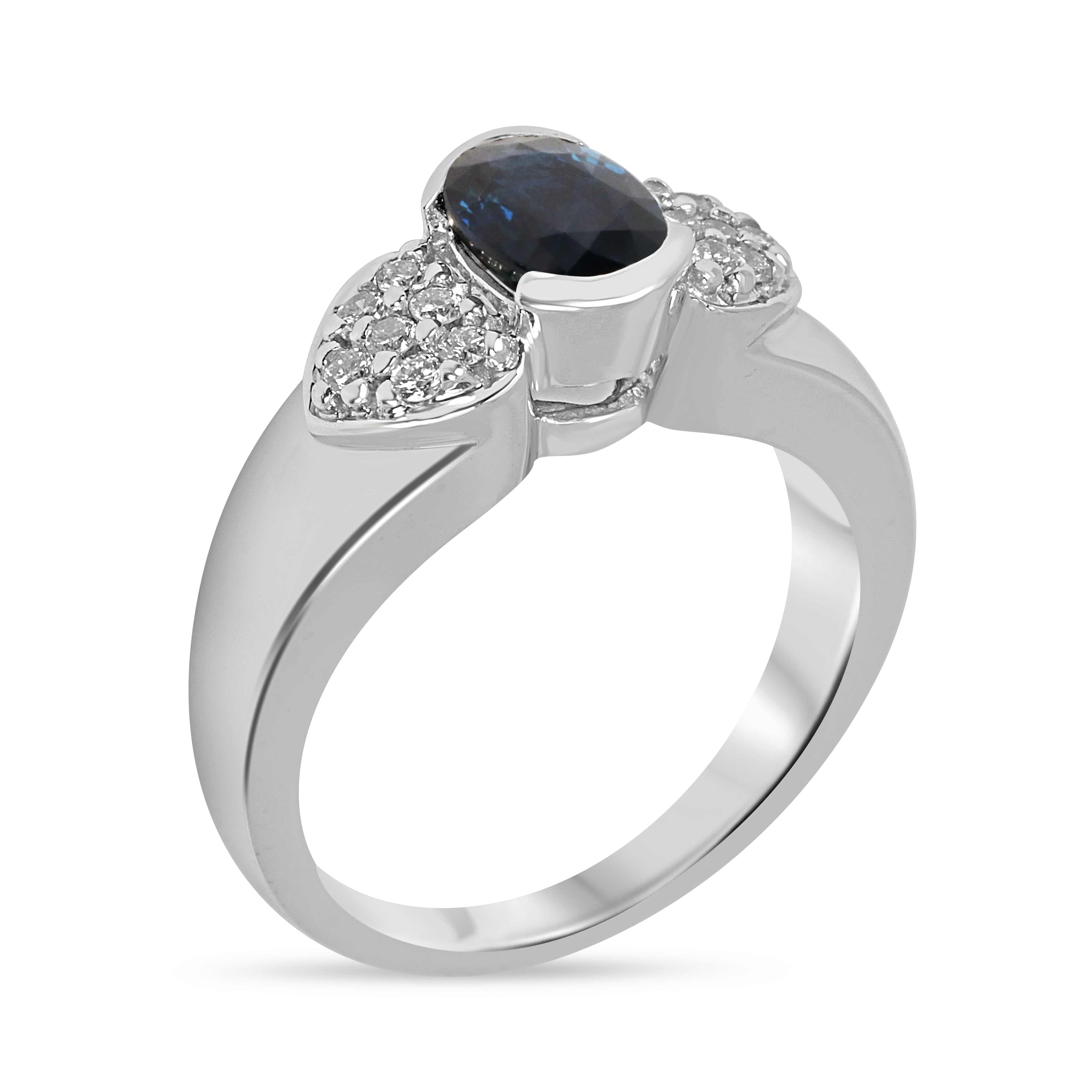 1.21tcw 14K Natural Oval Sapphire & Diamond Pave Accent Ring - JR Colombian Emeralds