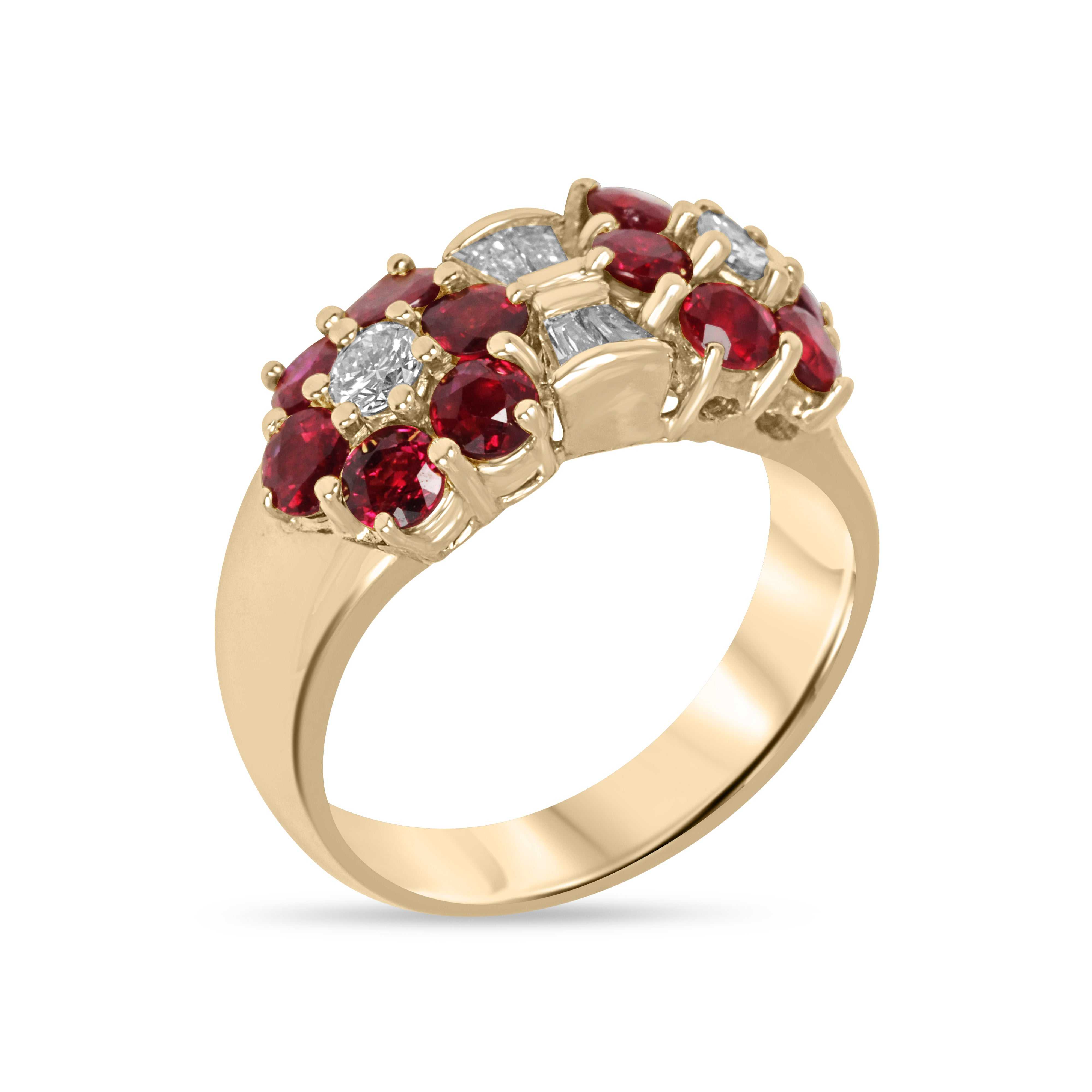 1.88tcw 18K Natural Ruby & Diamond Floral Cluster Gold Band Ring - JR Colombian Emeralds