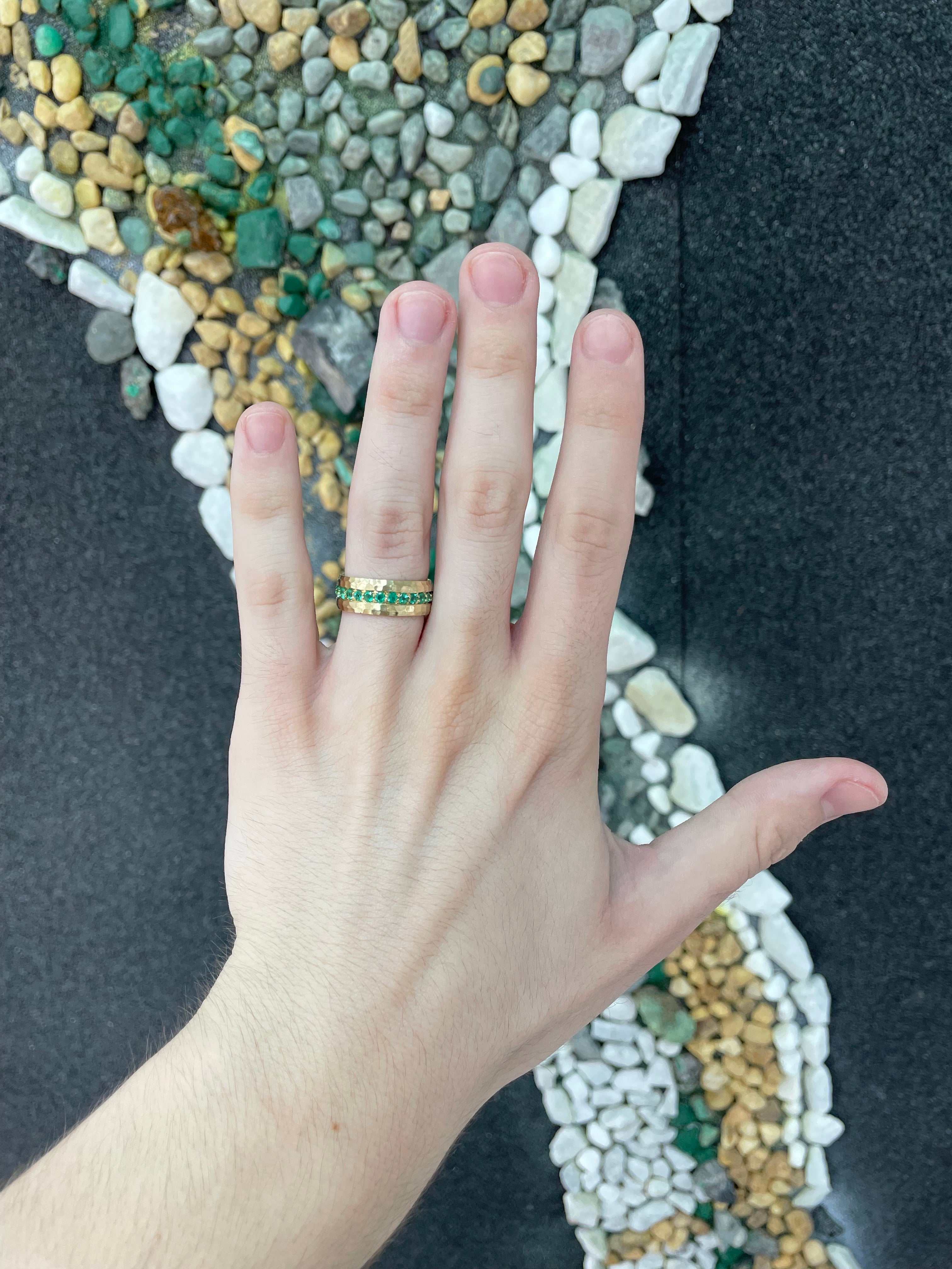 1.50tcw Custom Emerald Eternity Band Wedding 8MM Band 14K