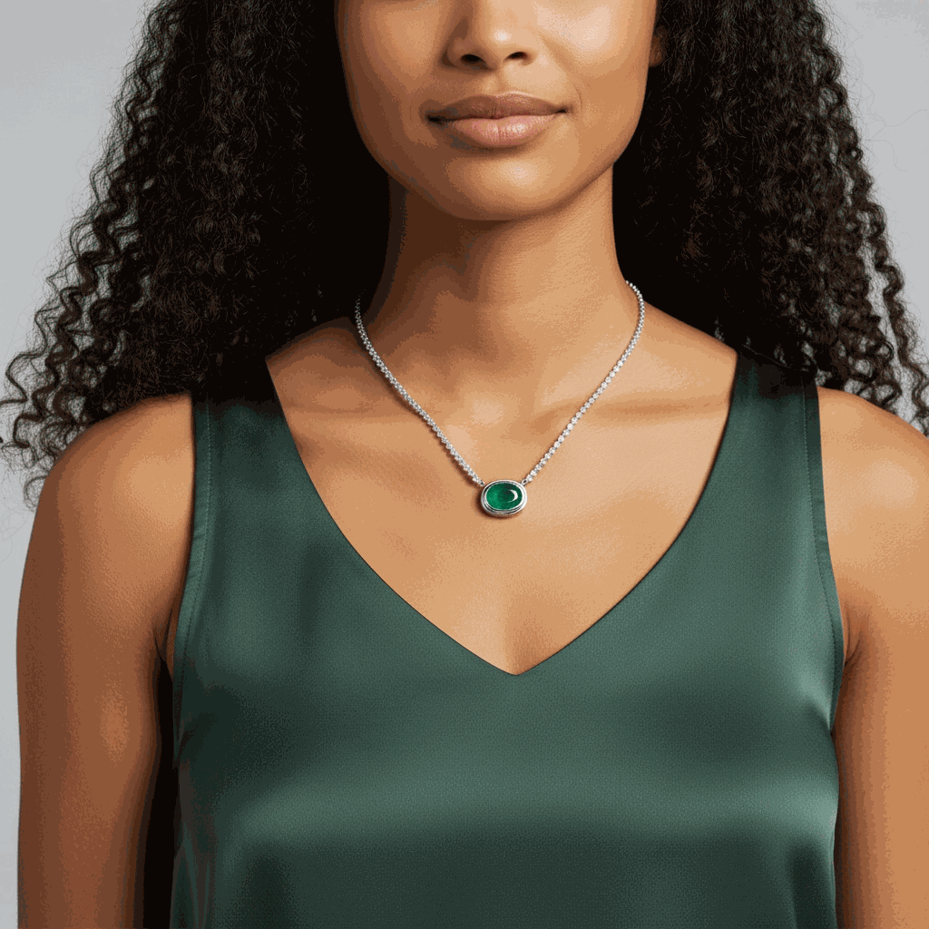 10.83tcw Oval Emerald & Diamond Hepburn Statement Necklace 14K