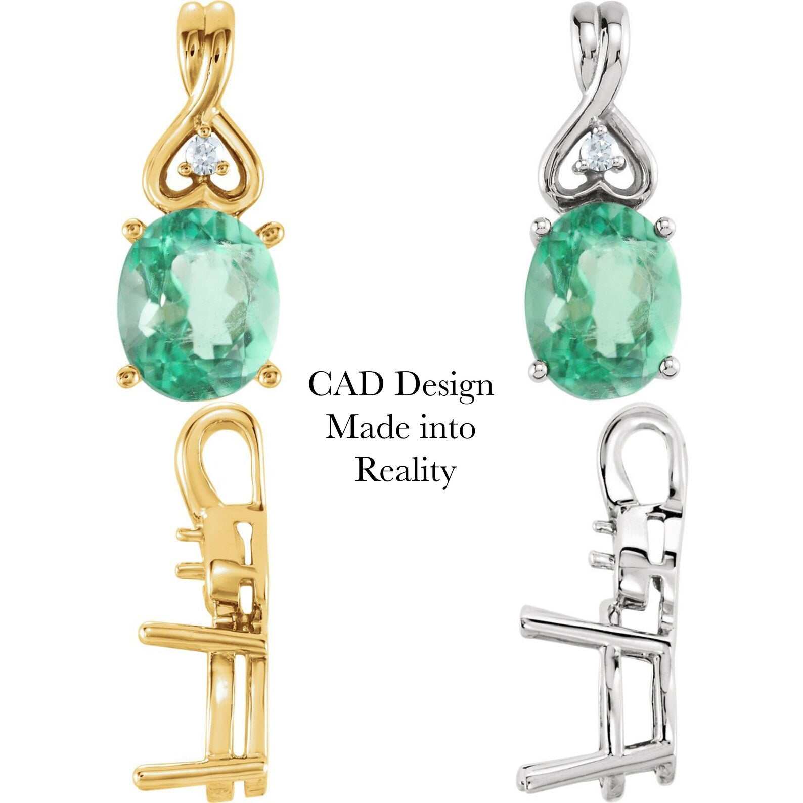 1.43tcw Natural Rich Green Emerald Oval Accented Round Diamond Pendant 14K