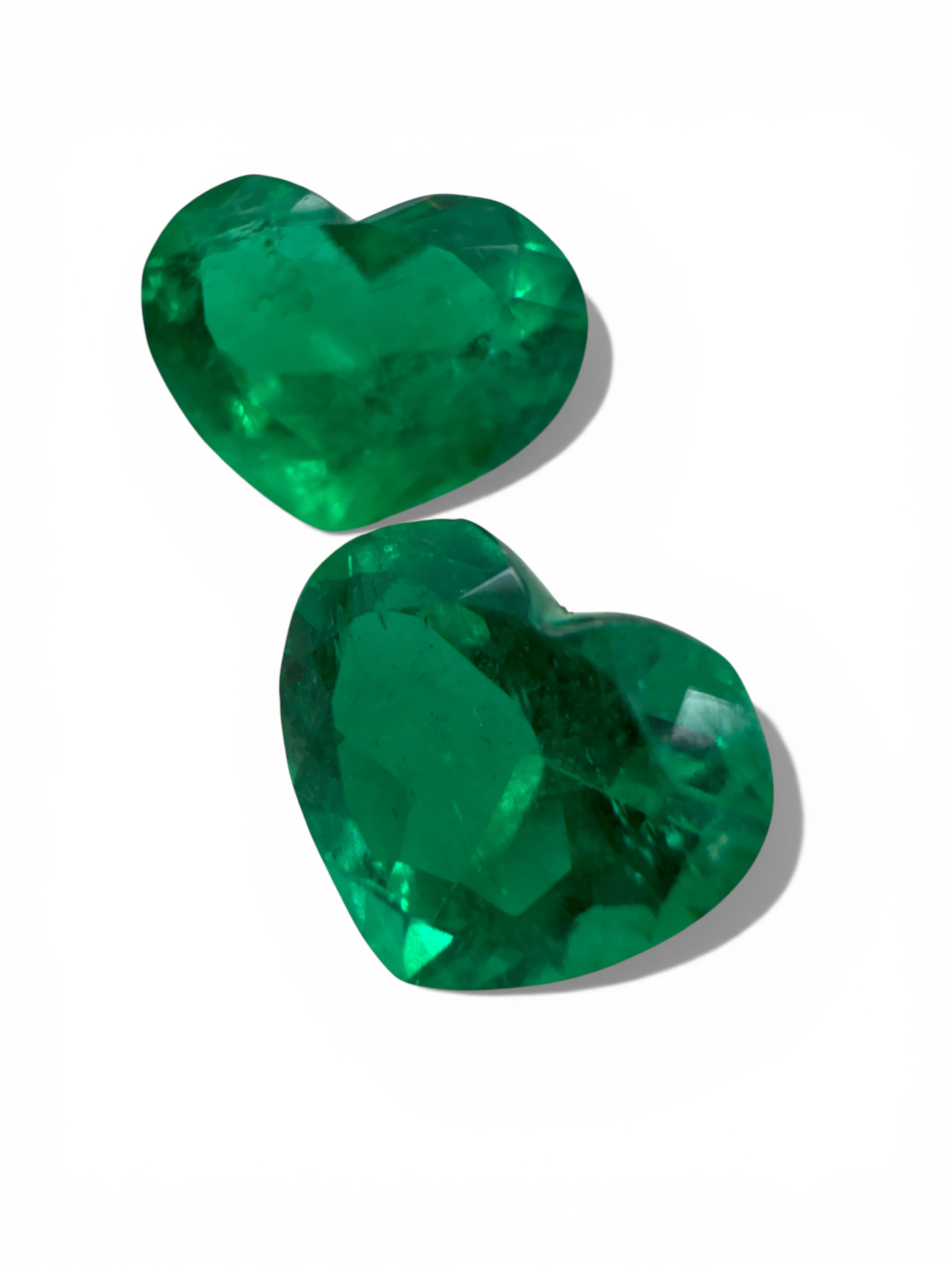 1.50tcw 5x6.5 AAA+ Matching Emerald Hearts Vivid Muzo Green Natural Colombian Emeralds