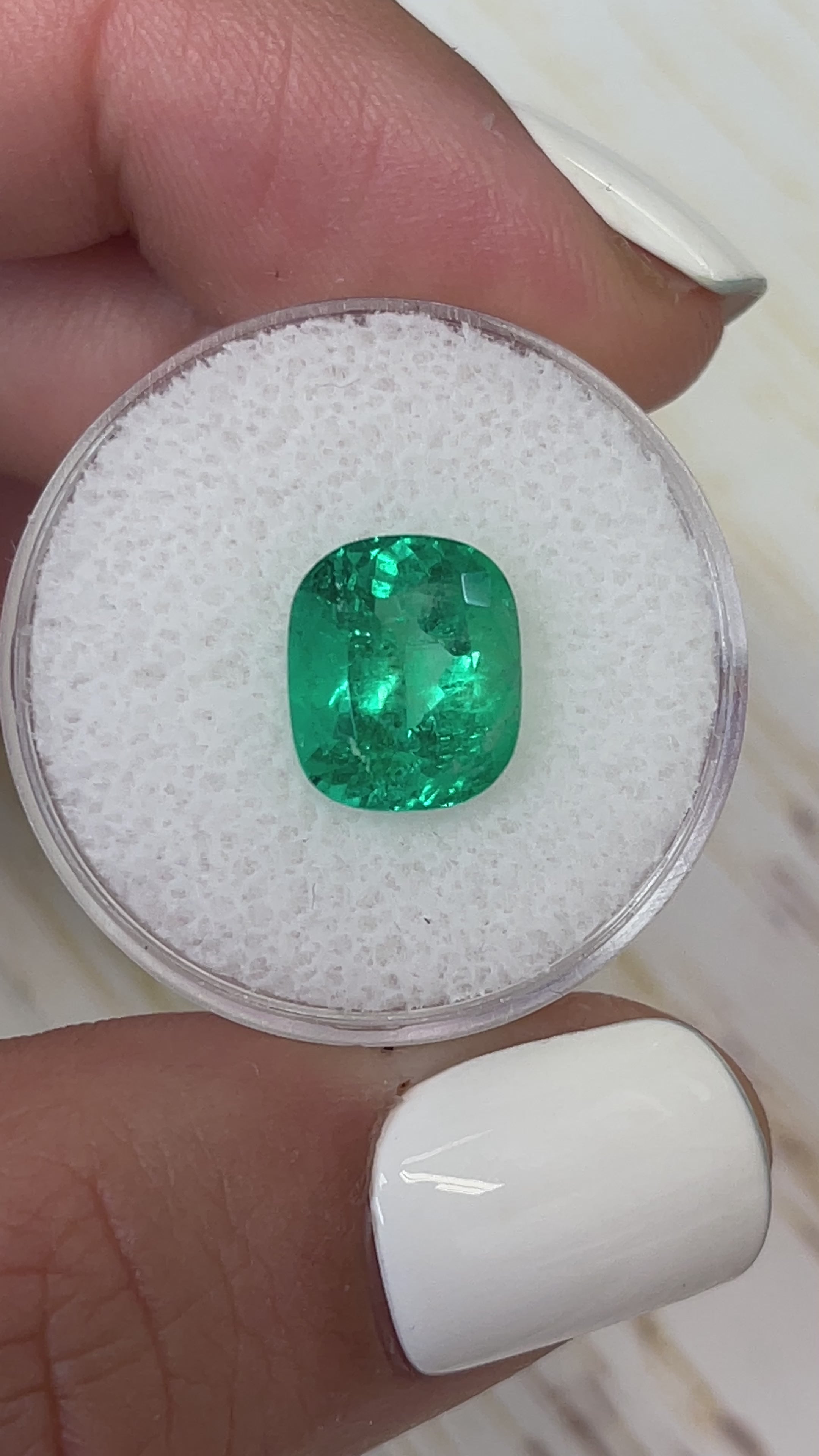 4.01 Carat  11x9 Intense Green Natural Loose Colombian Emerald- Cushion Cut